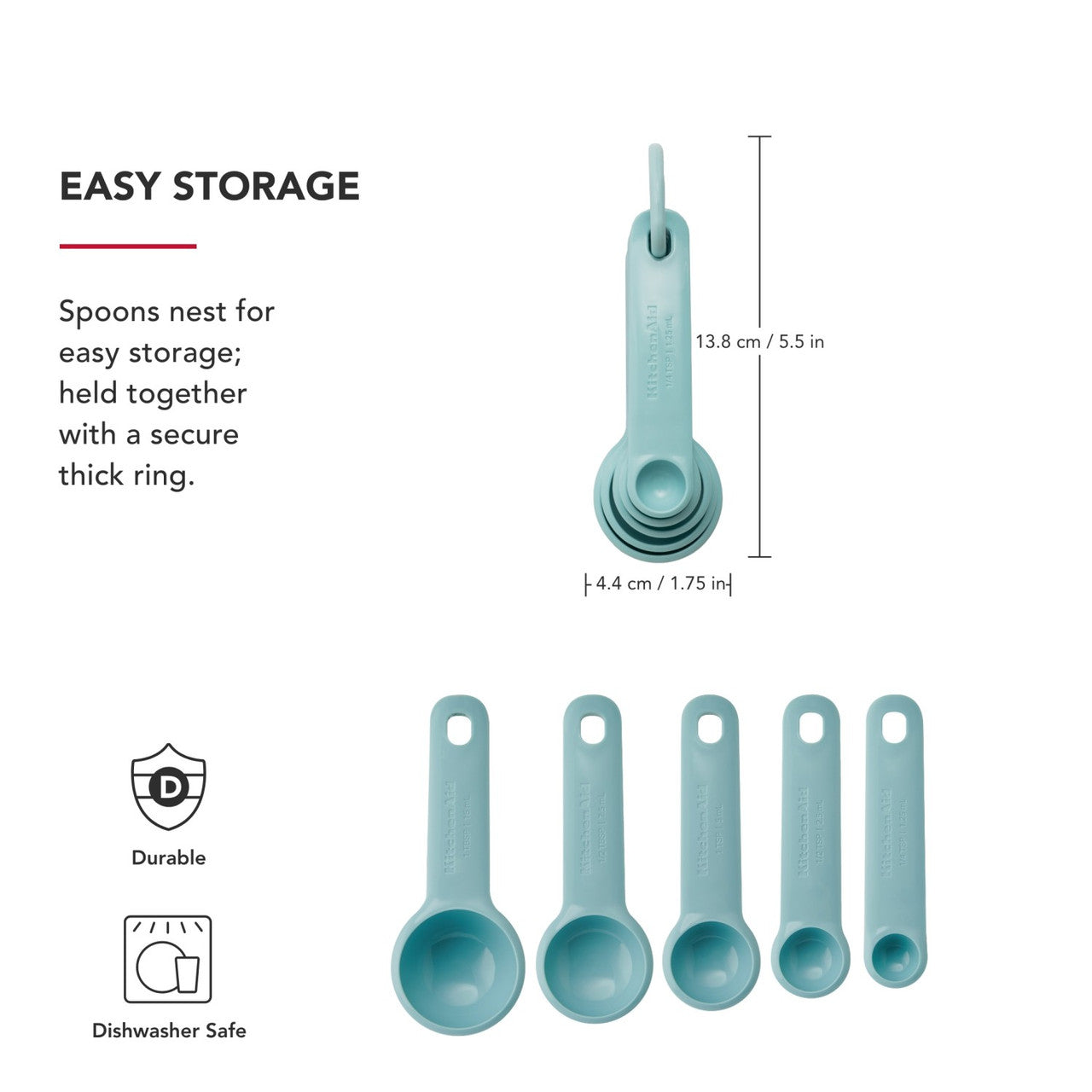 KitchenAid 5 Piece Measuring Spoon Set (Mineral Water)