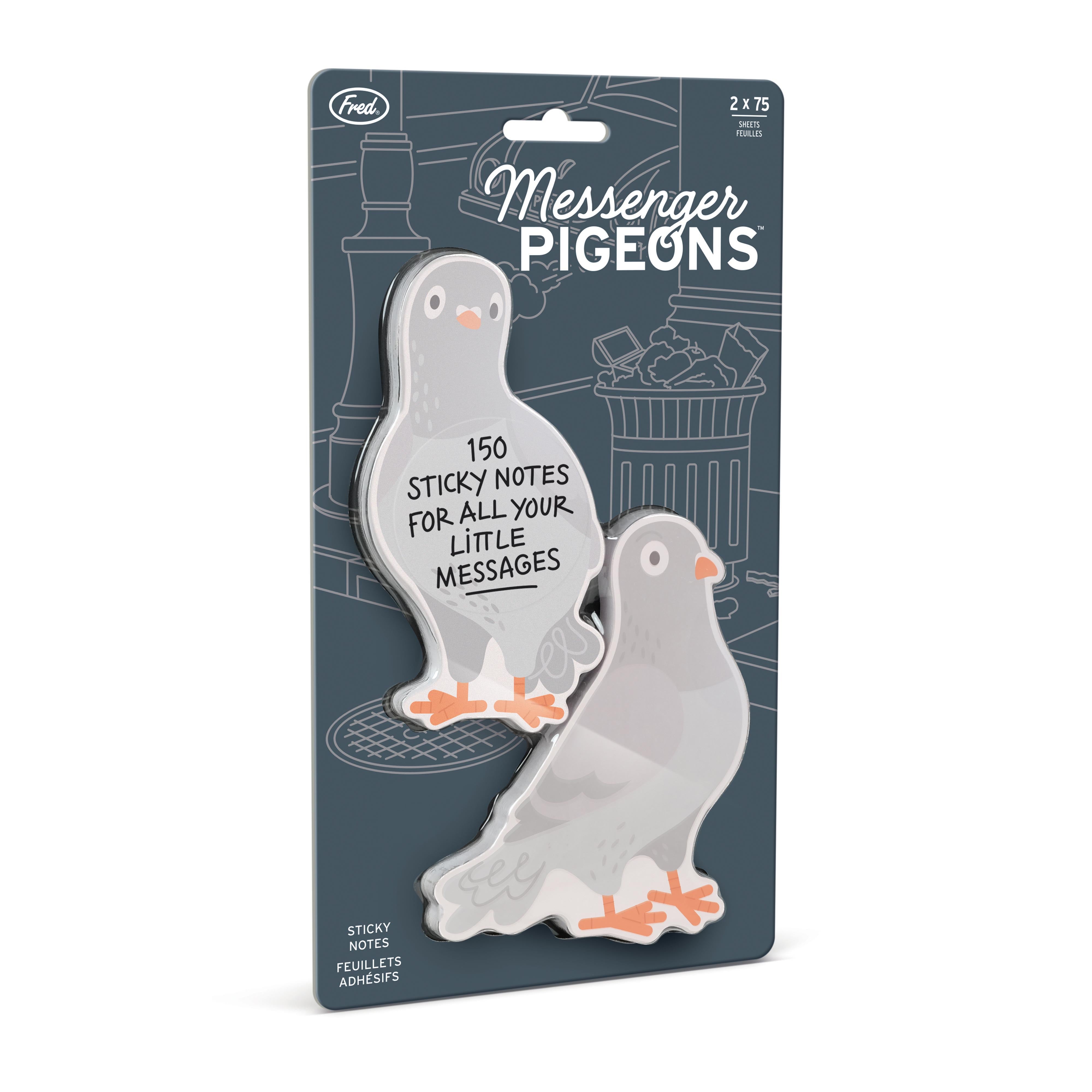 Fred Messenger Pigeons Sticky Notes 2 Piece Set Multi-Coloured