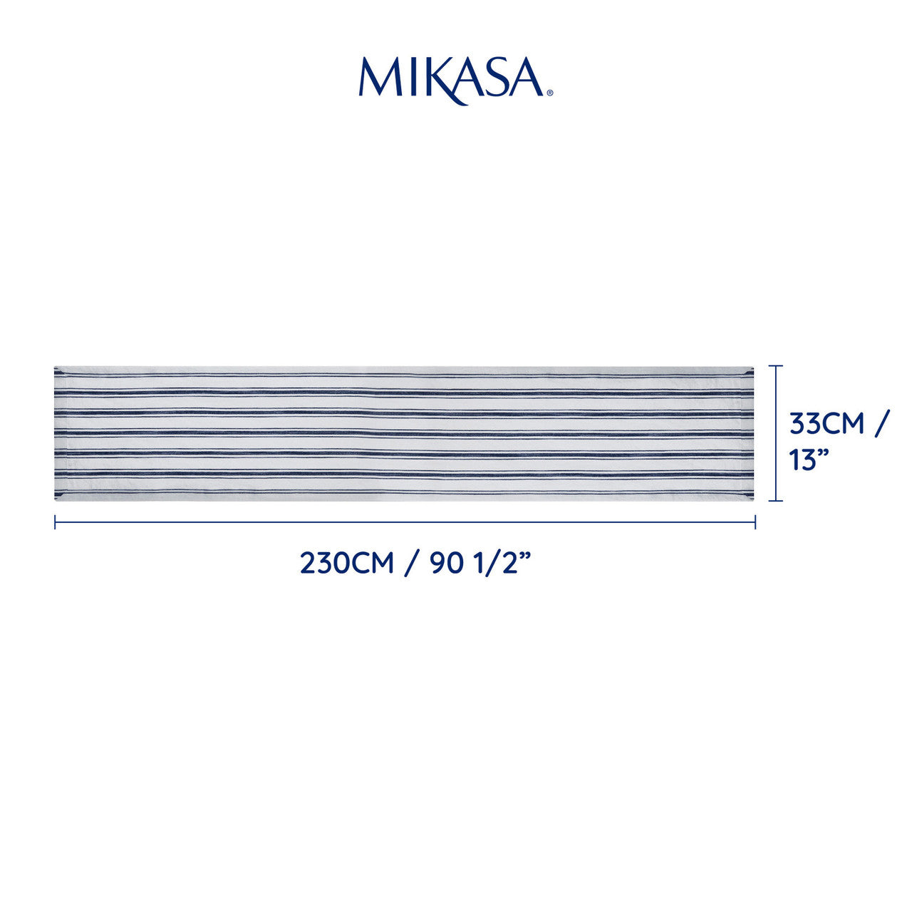 Mikasa Cotton & Linen Blend Stripe Table Runner 230cm (Blue)