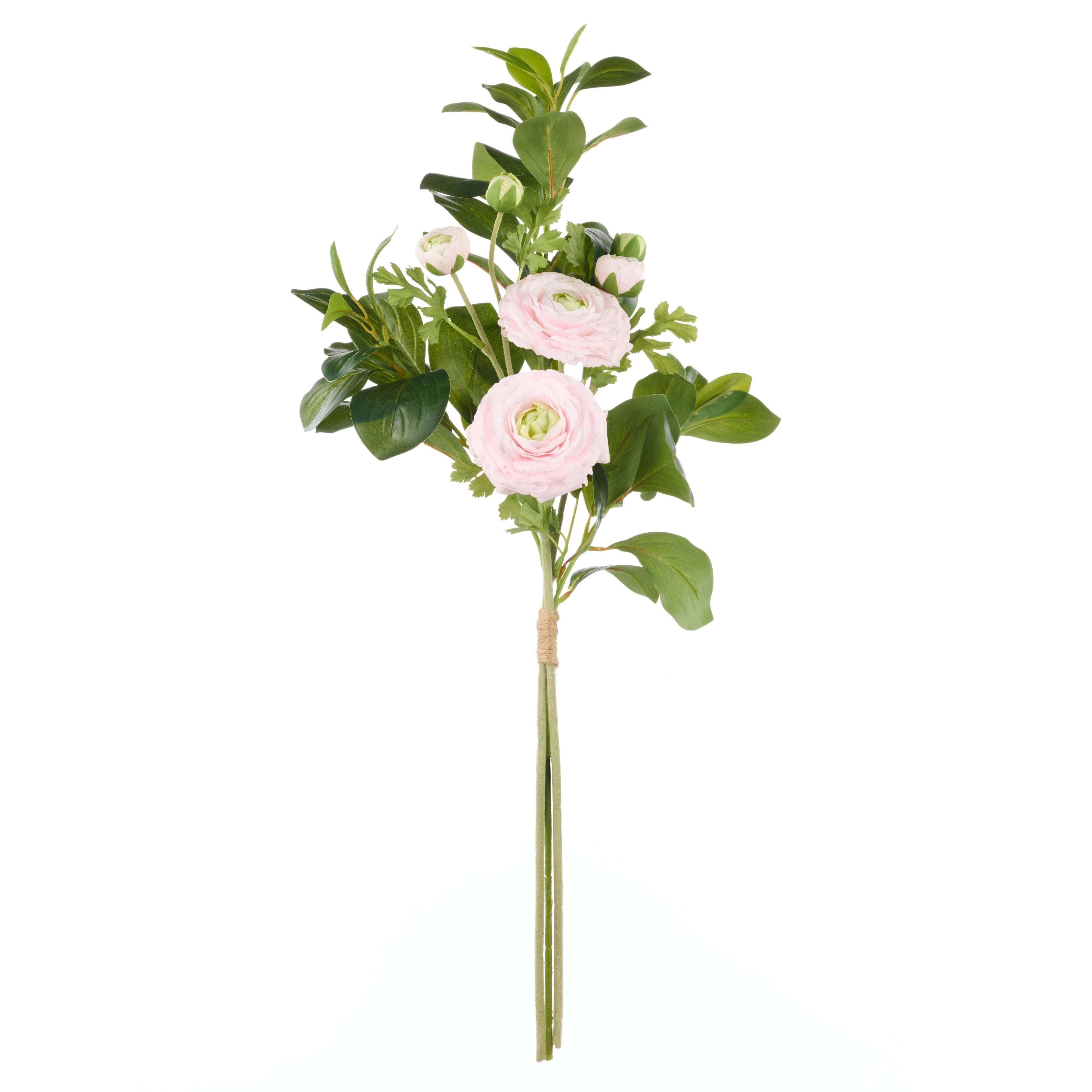 Rogue Ranunculus Spray Lush Leaf Bouquet Light Pink
