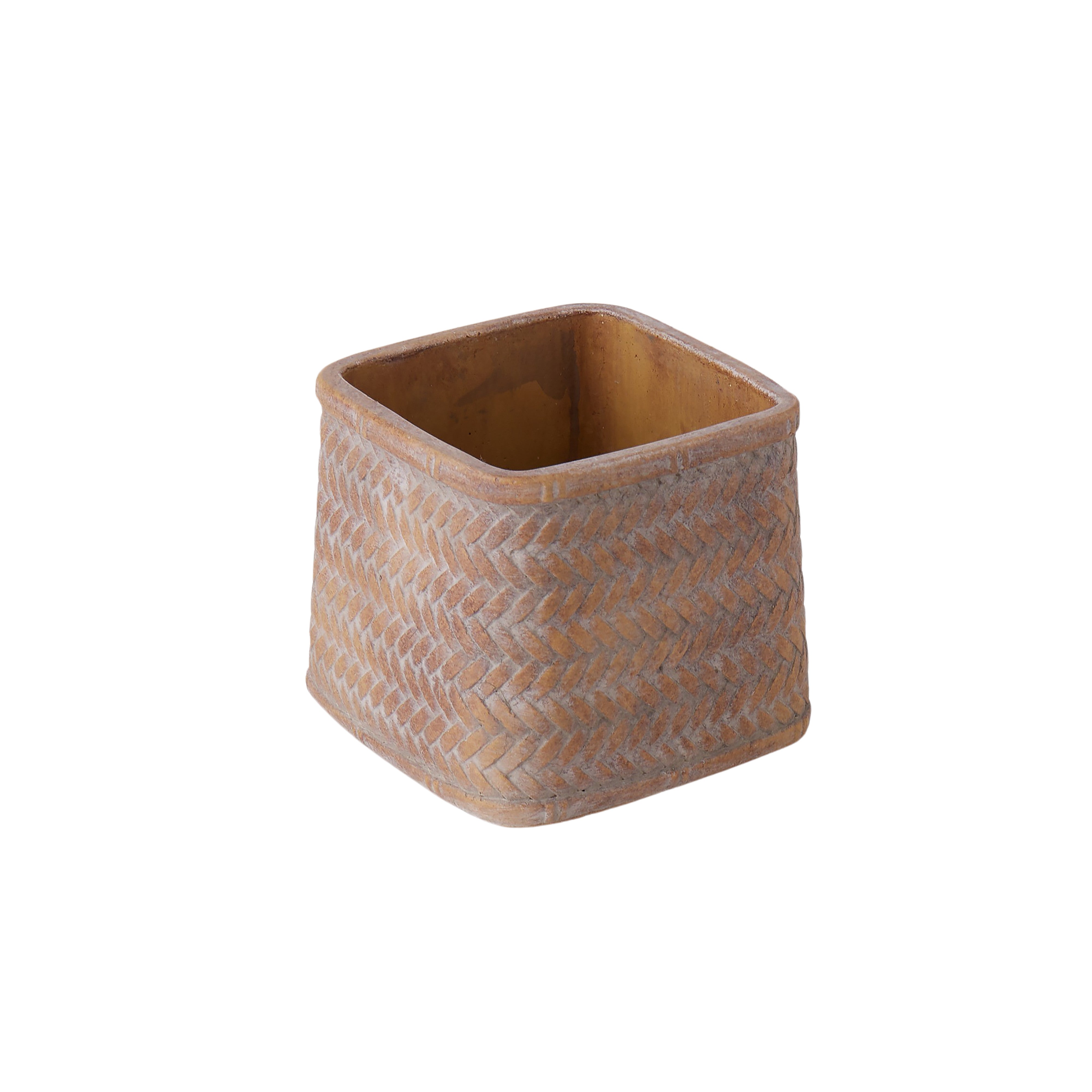 Rogue Cement Square Weave Vessel 14 x 12cm