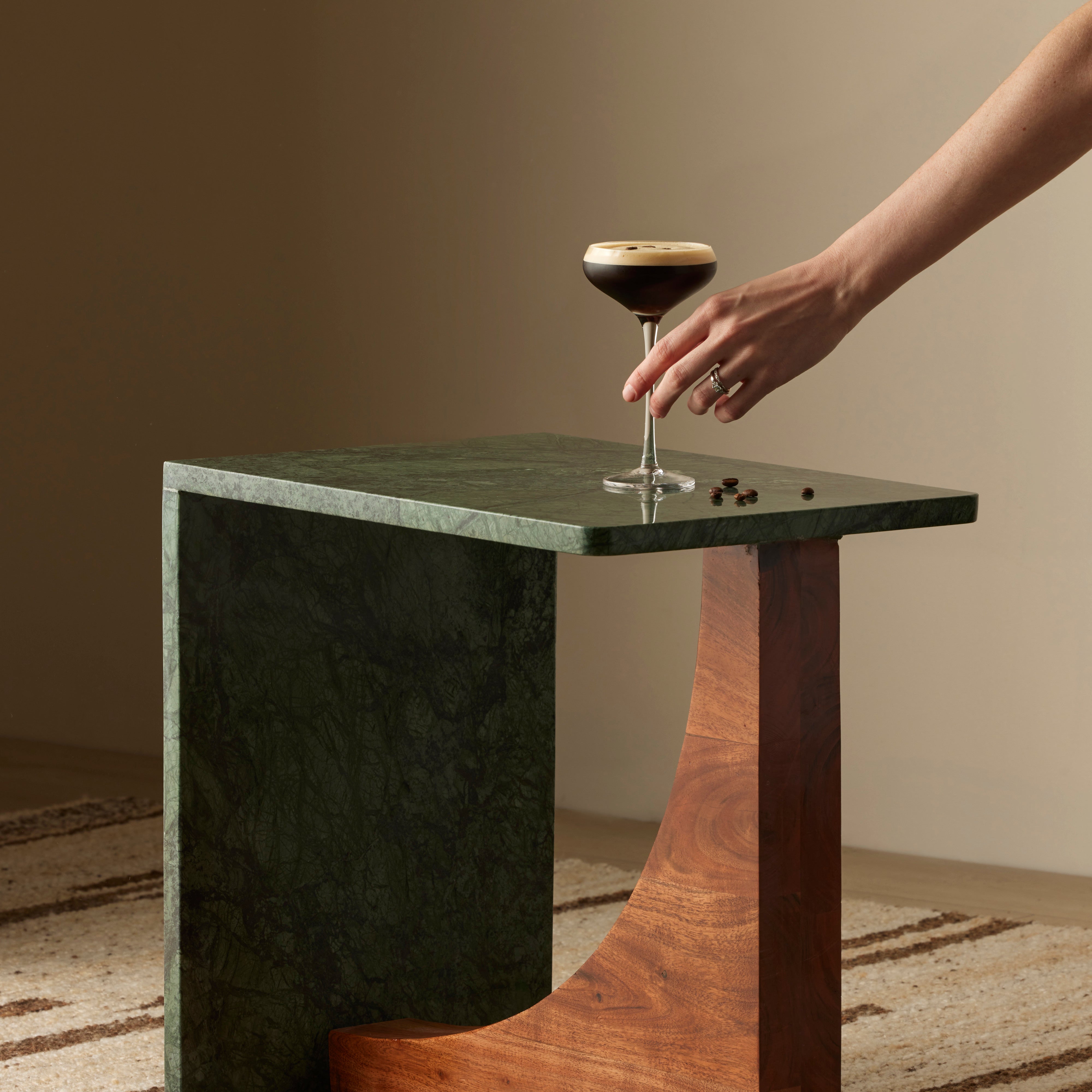 Amalfi Blaire Side Table Green & Walnut