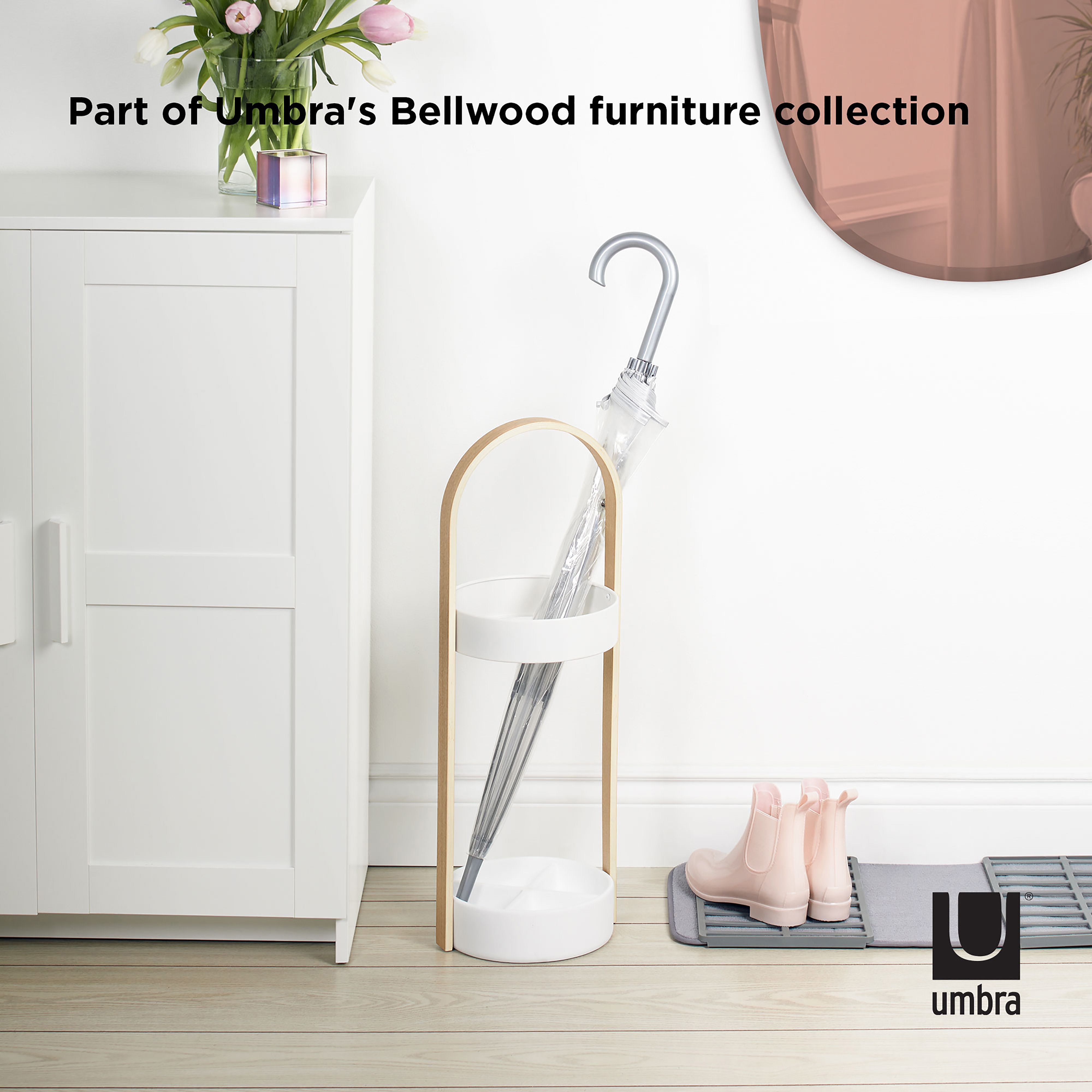 Umbra Bellwood Umbrella Stand White & Natural