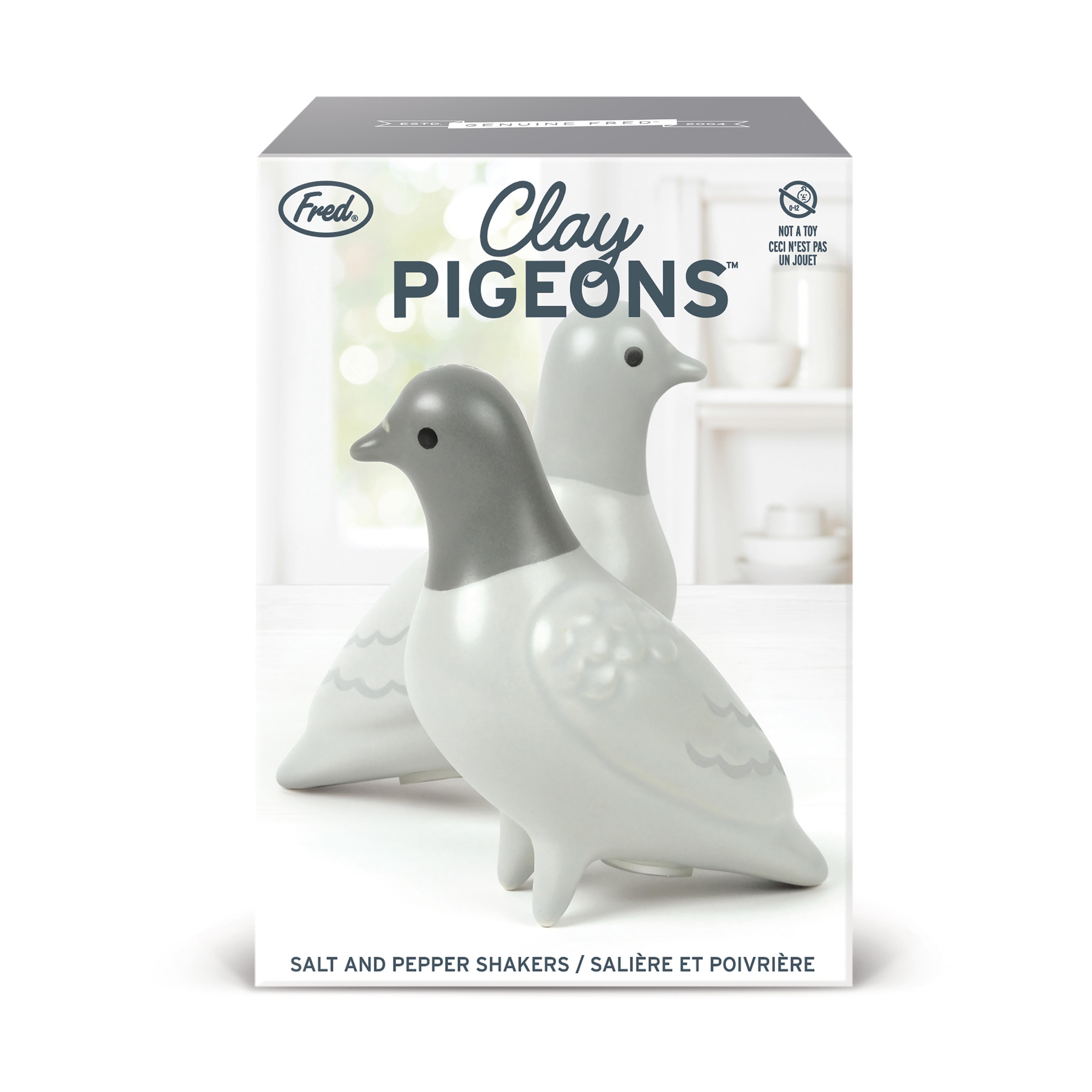 Fred Clay Pigeons Salt & Pepper Shakers-2 Piece Set Grey