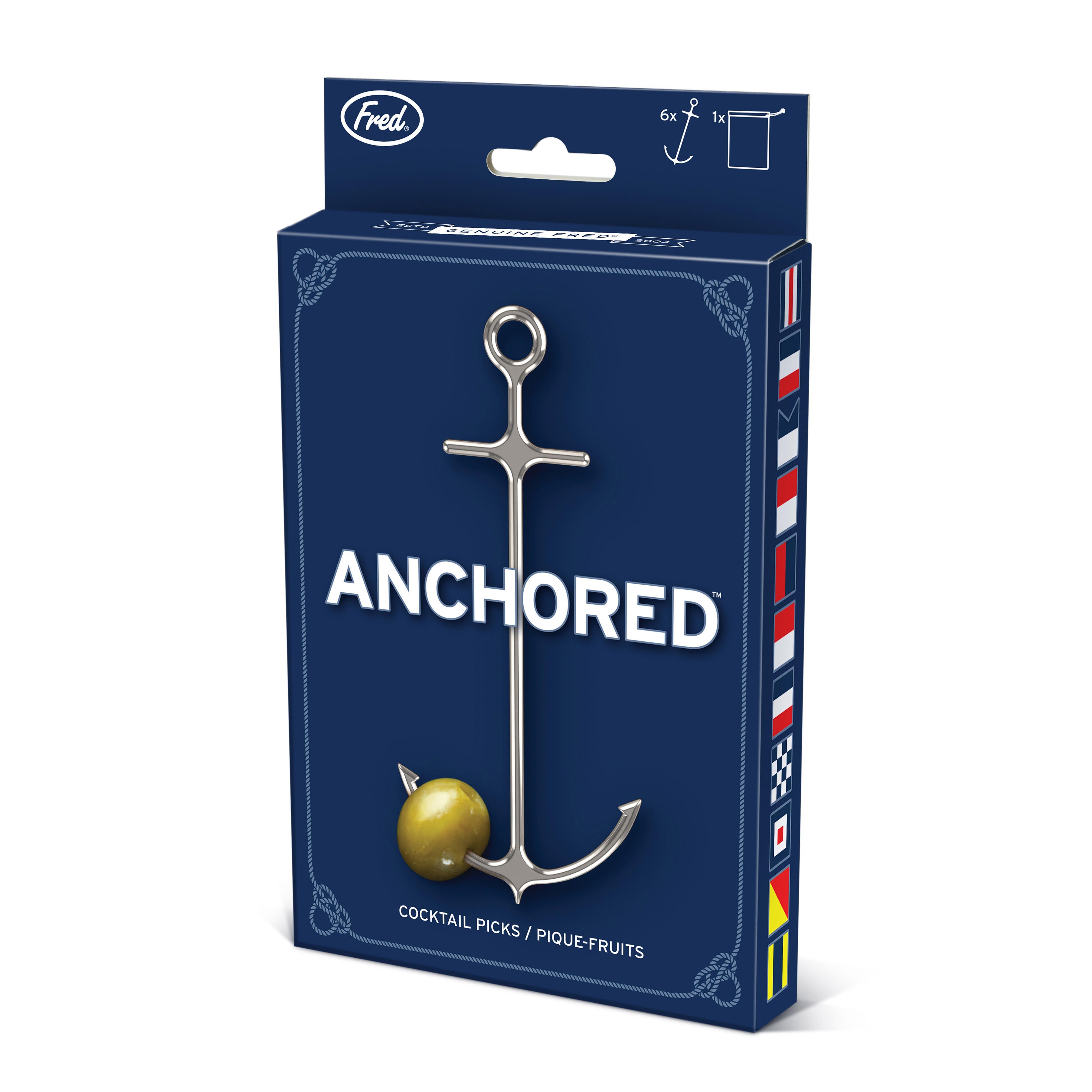 Fred Anchored Cocktail Picks 4 Piece Set Silver