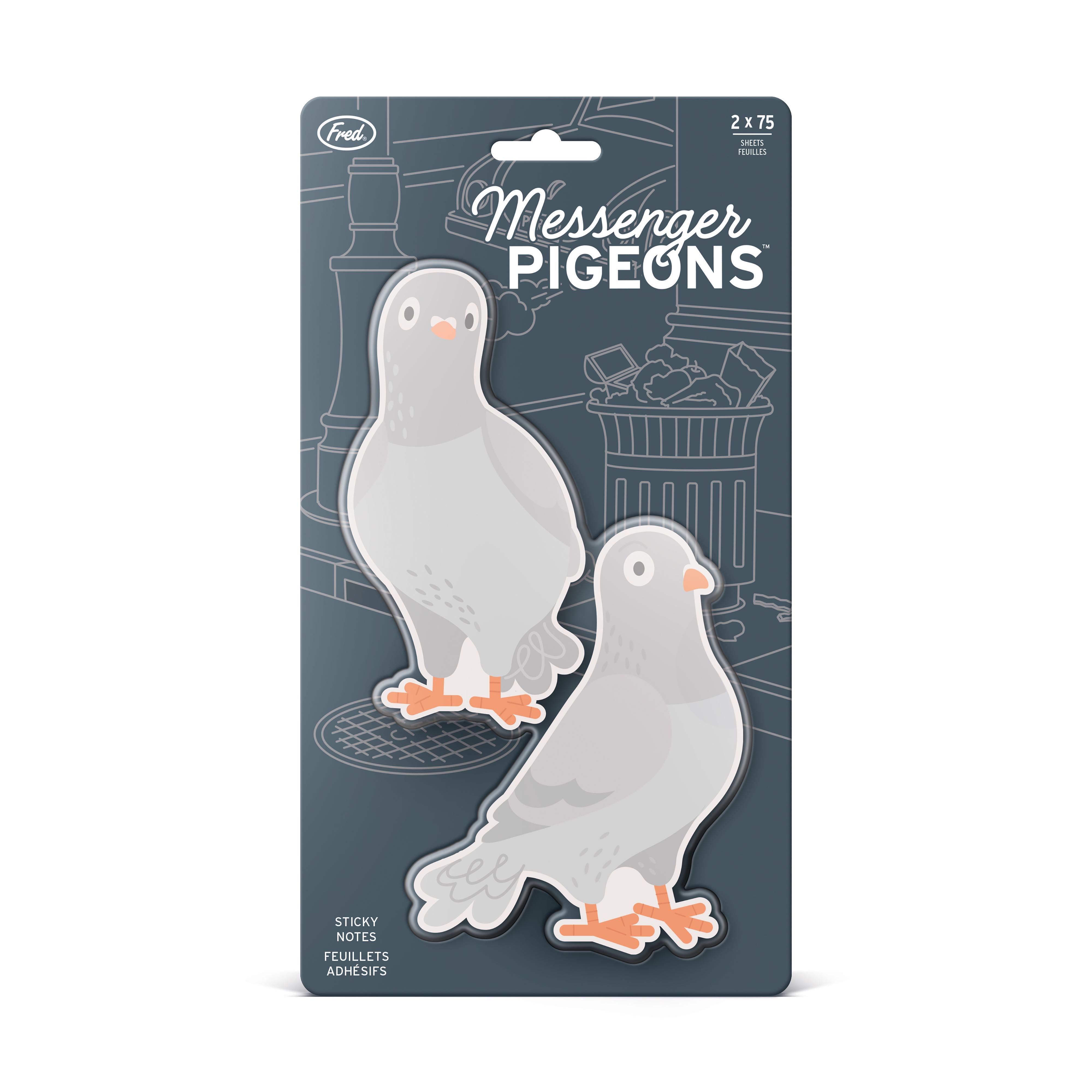 Fred Messenger Pigeons Sticky Notes 2 Piece Set Multi-Coloured