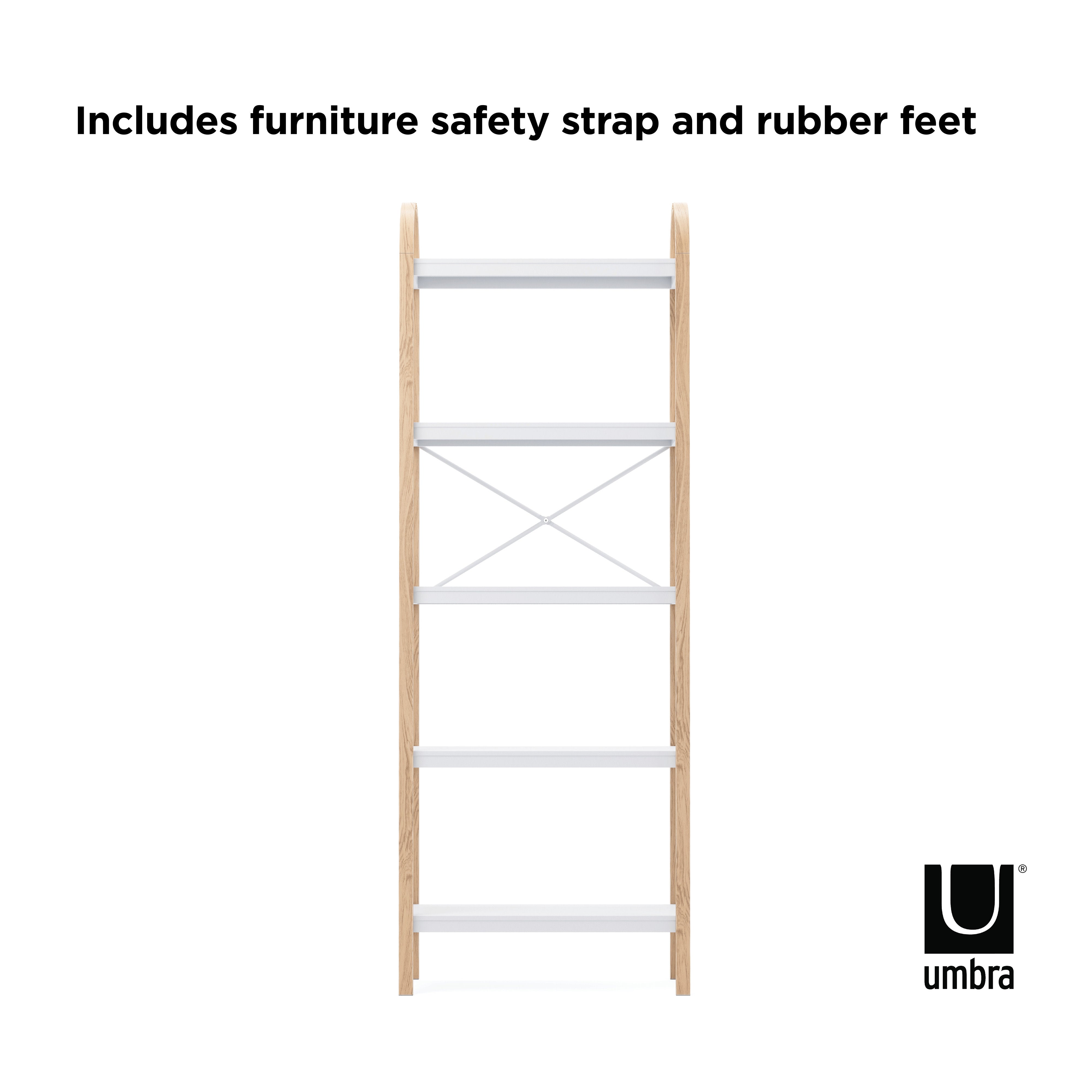 Umbra Bellwood Freestanding Shelf 5 Tier White & Natural