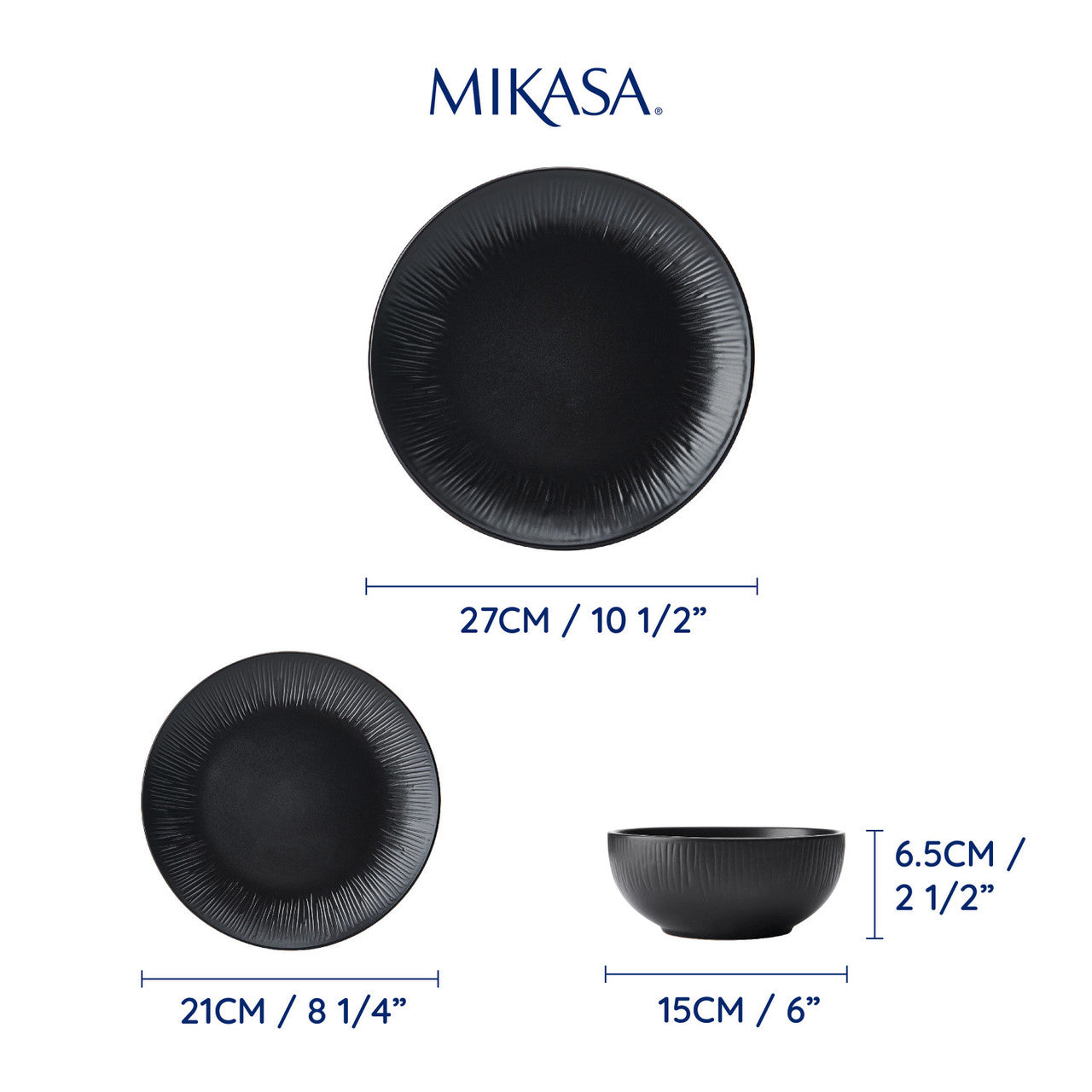 Mikasa Jardin Midnight Stoneware Dinner Set 12 Piece (Black)