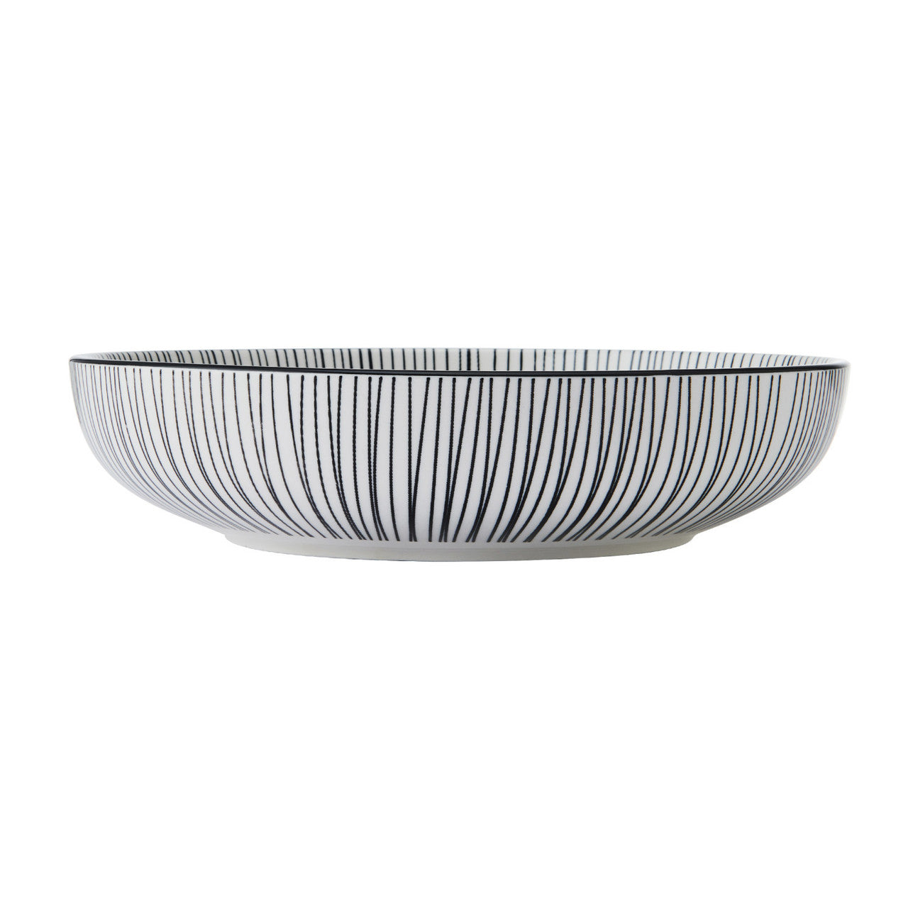 Mikasa Glazed Stoneware Coupe Bowl 21cm (Black Stripe)