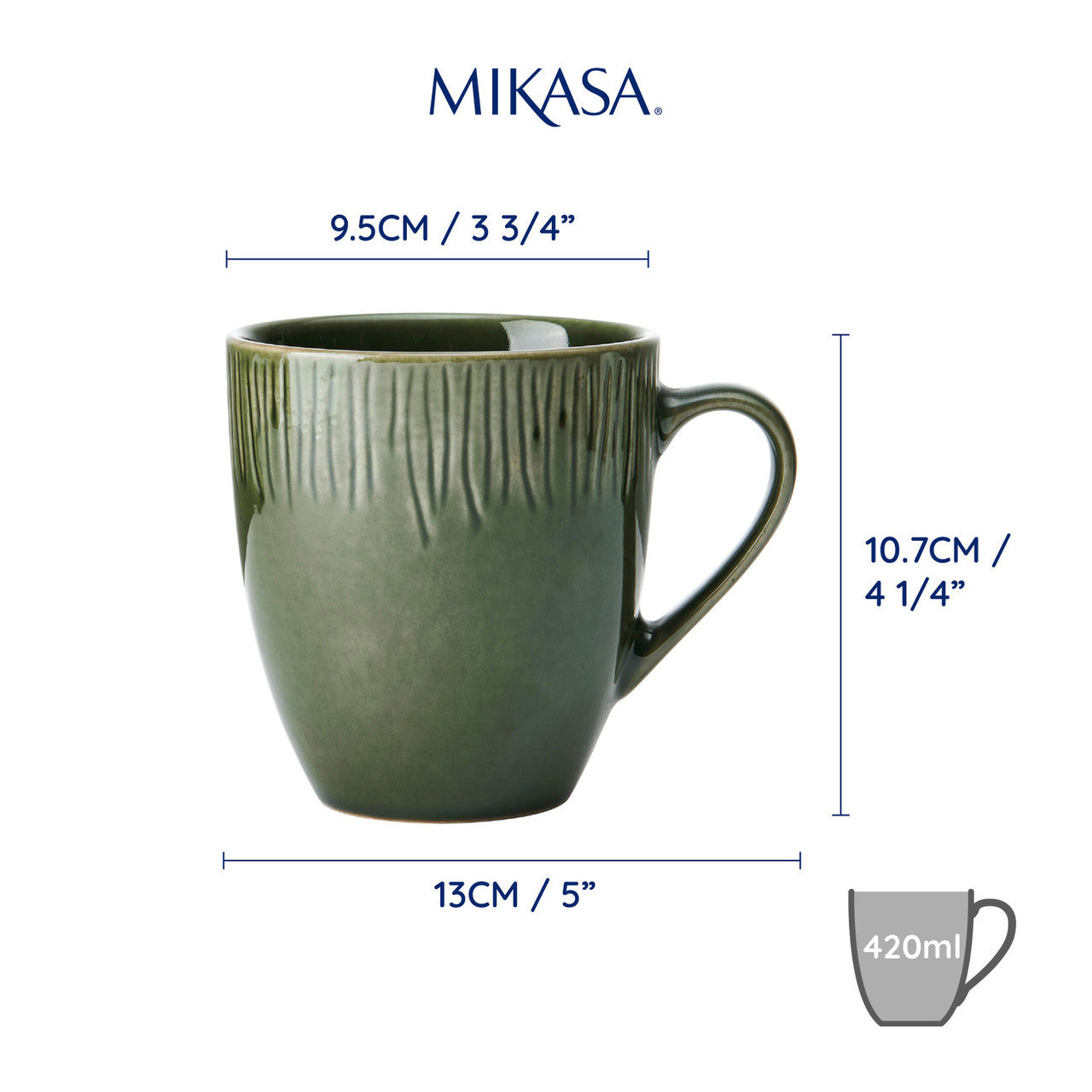 Mikasa Jardin Stoneware Mug Set 4 Piece 420ml (Green)