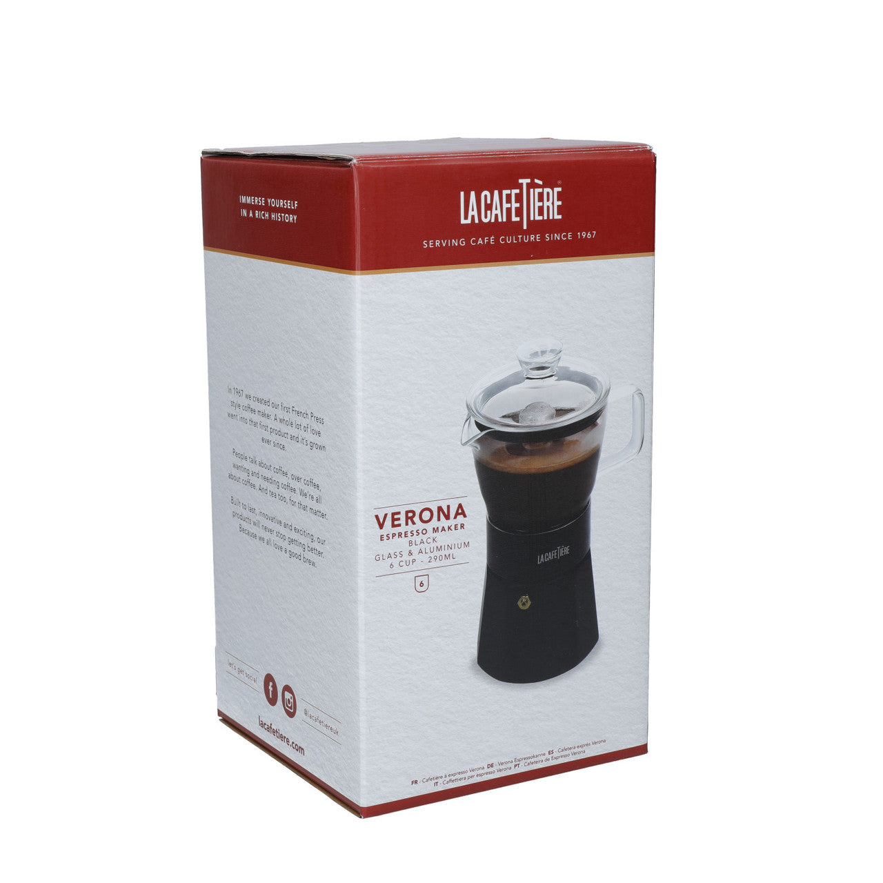 La Cafetière Verona Glass Espresso Maker 6 Cup / 240ml (Black)