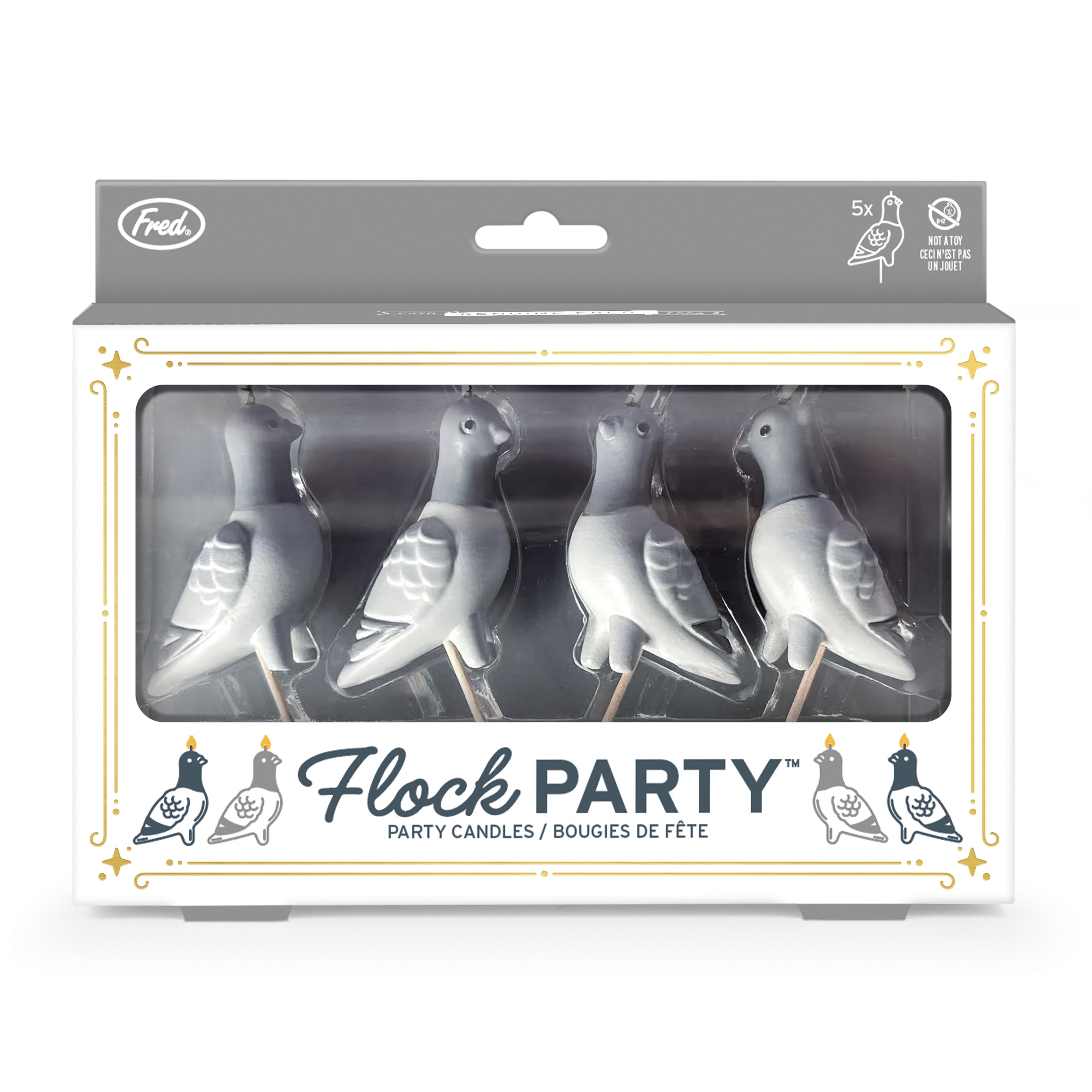 Fred Flock Party Pigeon Candles 4 Piece Set Grey