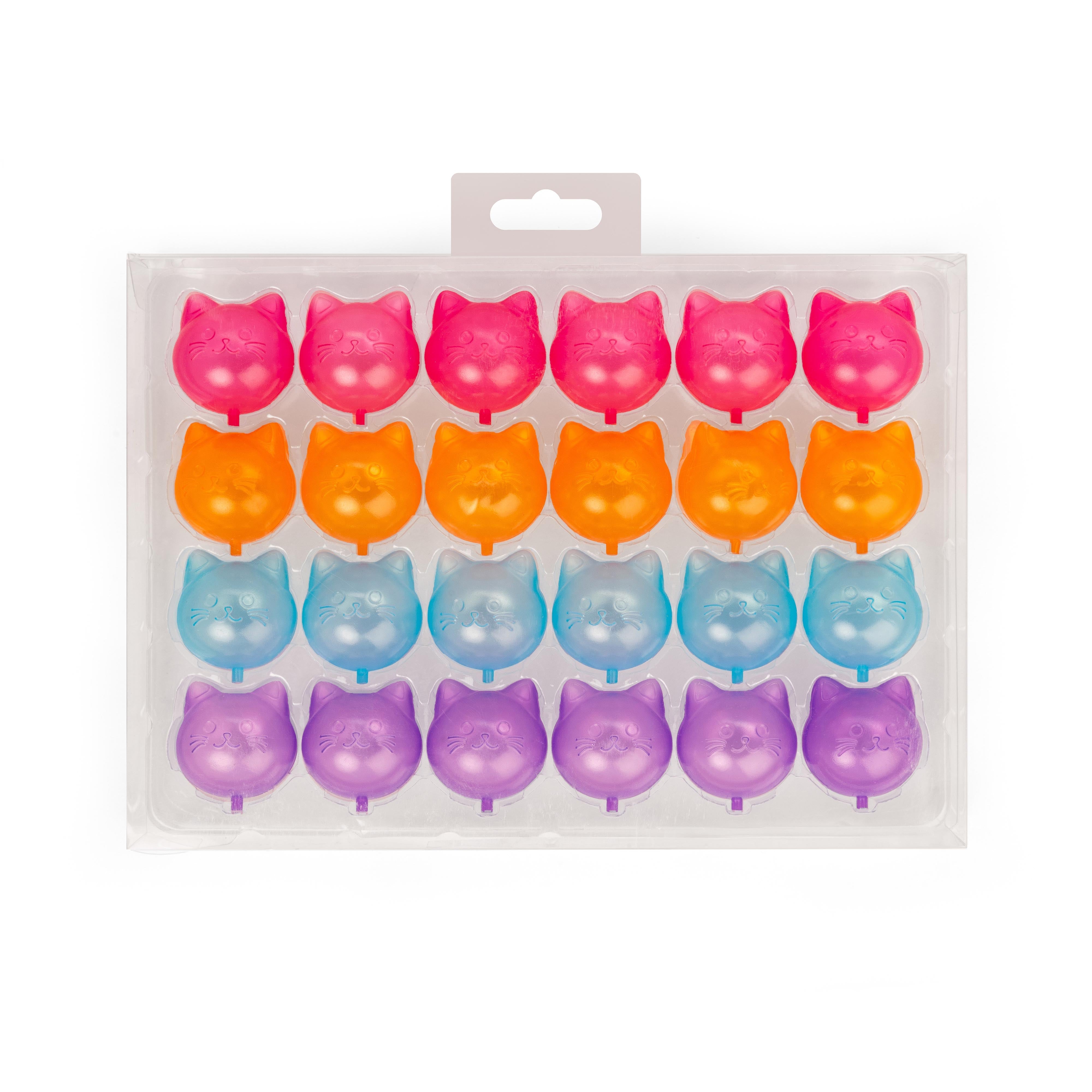 Kikkerland Reusable Cat Ice Cubes 24 Piece Set Multi-Coloured