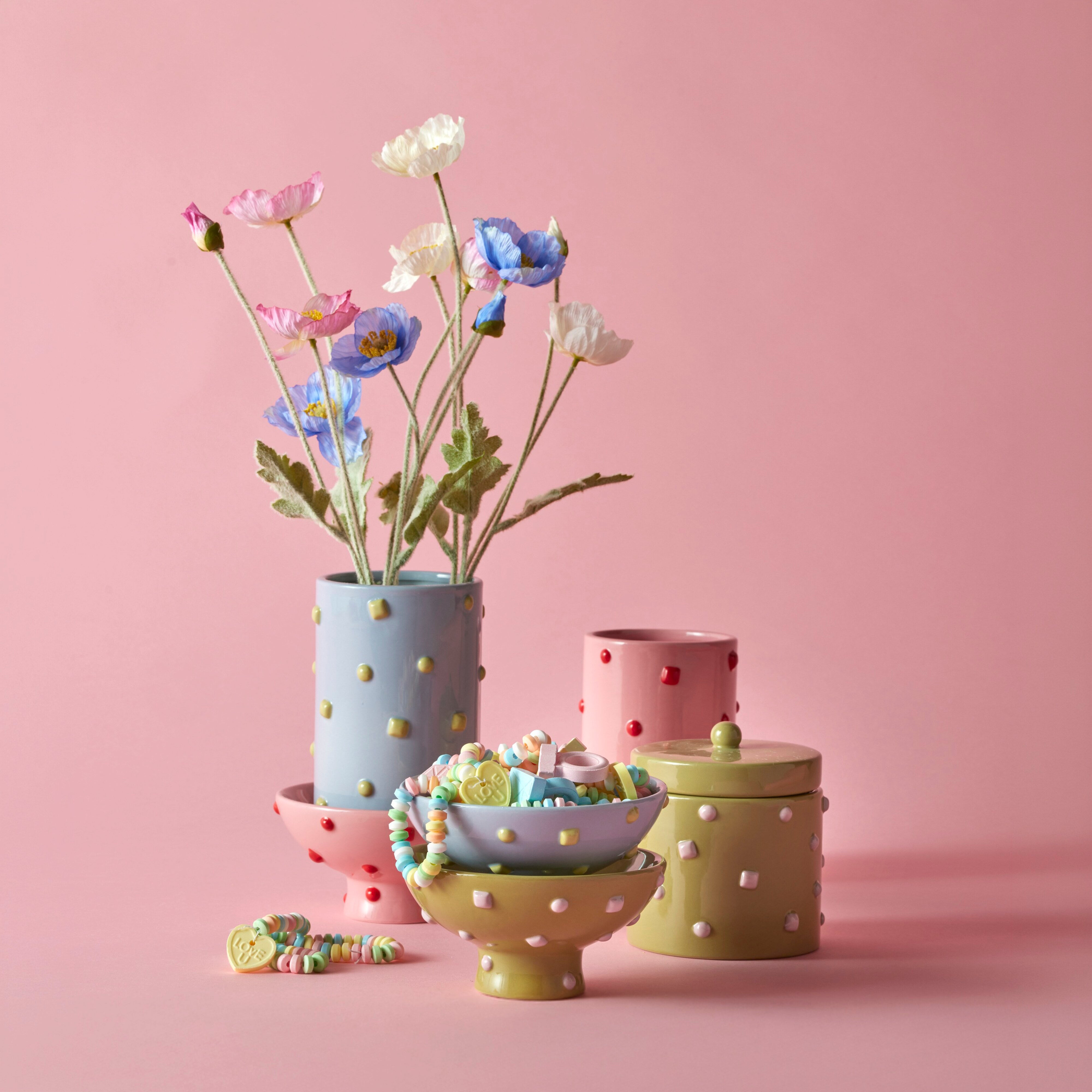 Emporium Bejeweled Vase Pink & Red