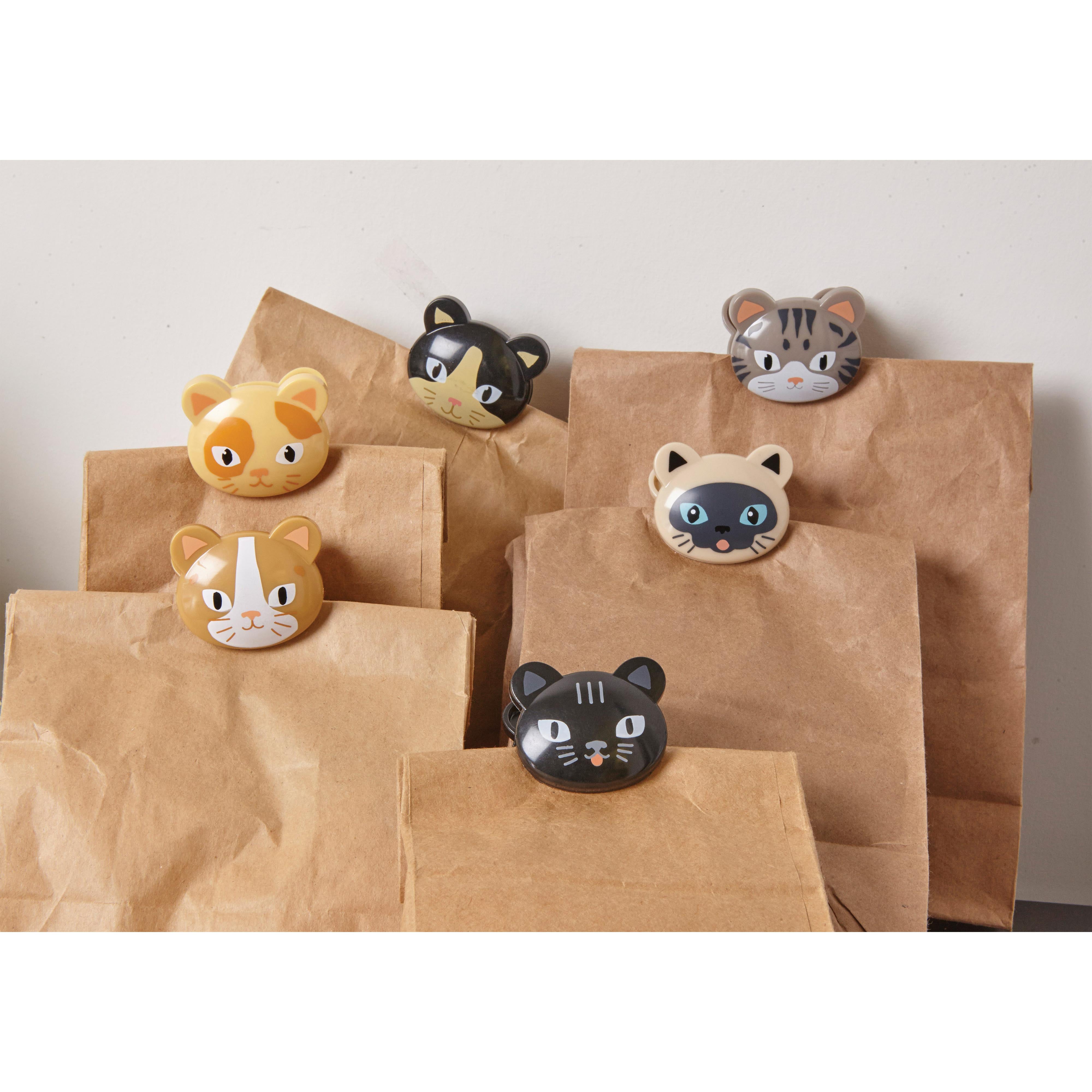 Kikkerland Cat Bag Clips 6 Piece Set Multi-Coloured
