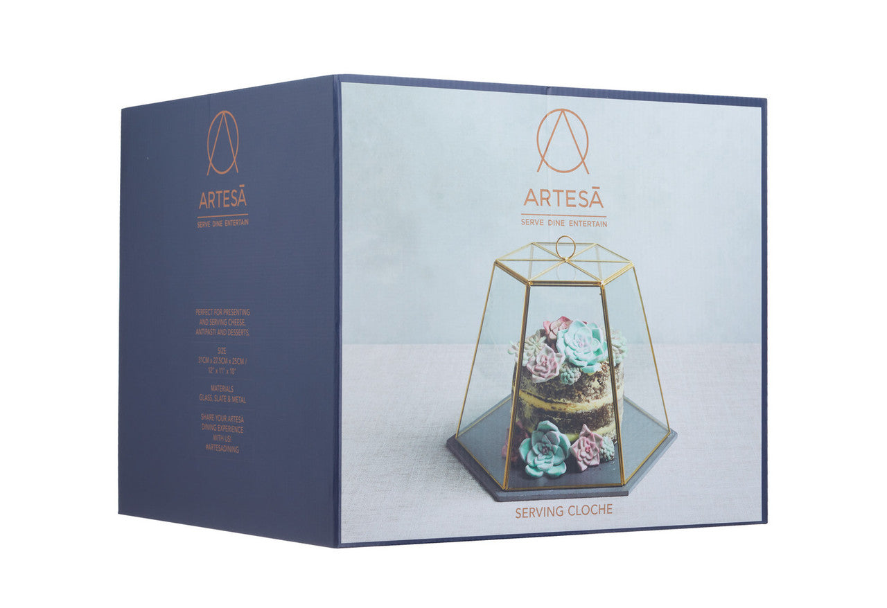 Artesà Glass Serving Cloche with Slate Base