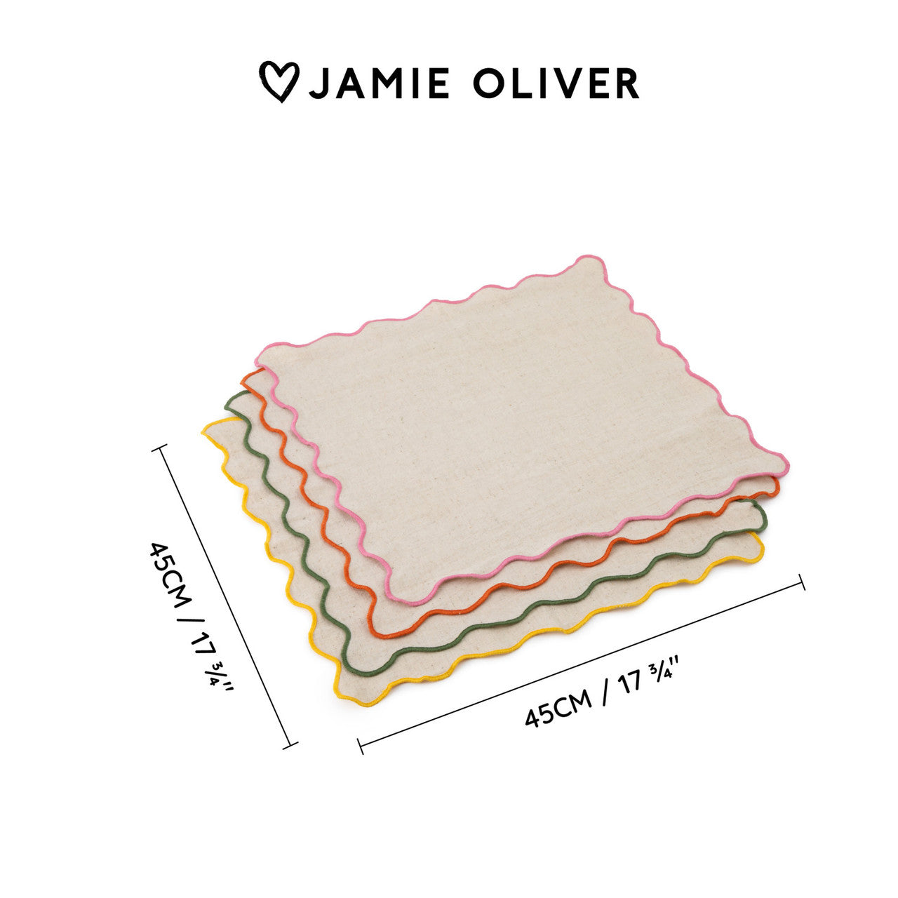 Jamie Oliver Big Love 45cm Neat Napkins Set of 4 Mixed Colours
