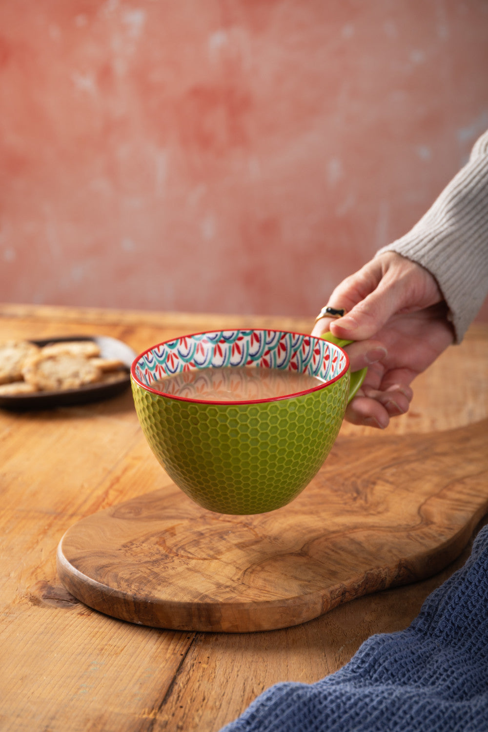 Mikasa Stoneware Mug 330ml (Green & Blue Geometric)