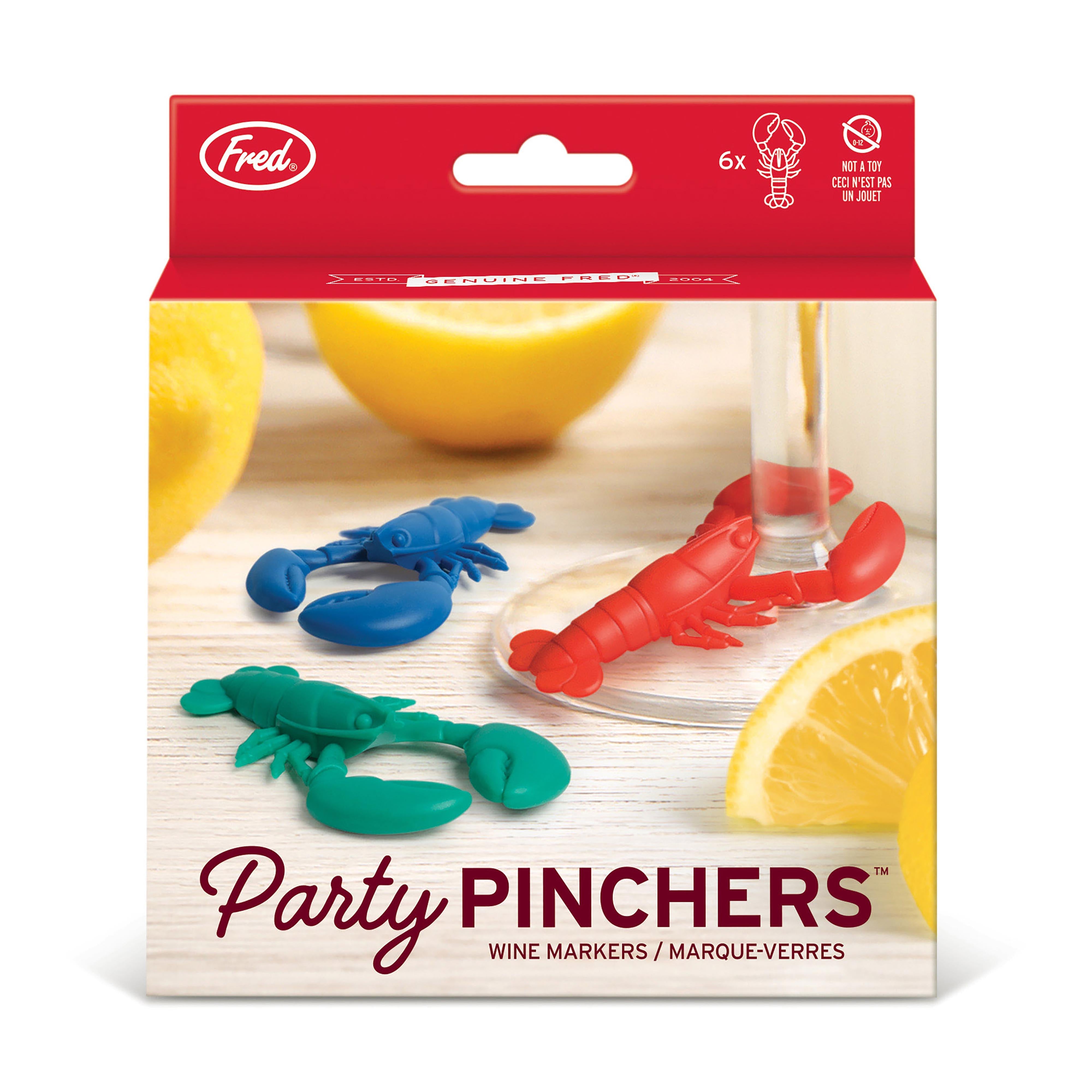 Fred Party Pinchers Drink Markers 6 Piece Set Multi-Coloured