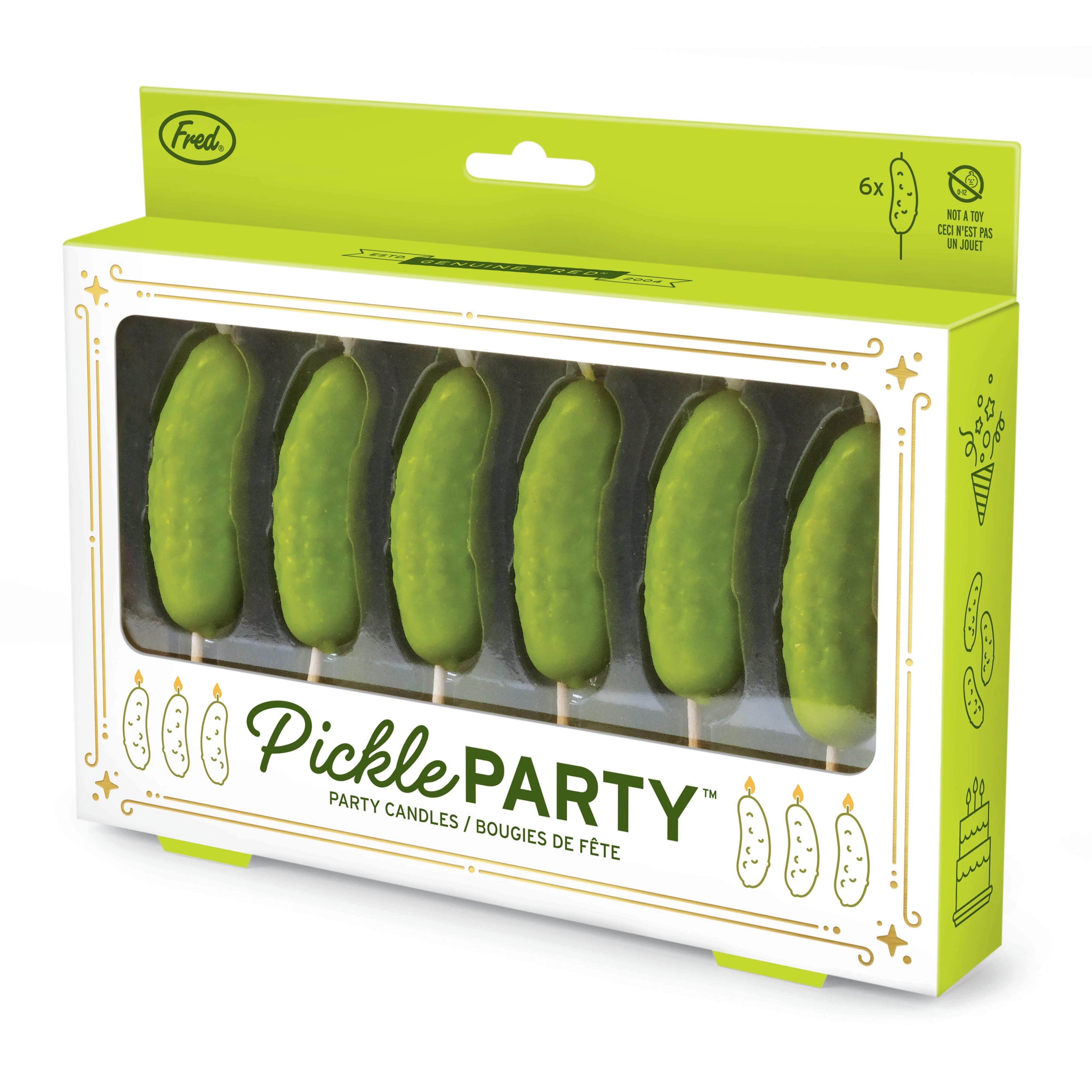 Fred Pickle Party Birthday Candles 6 Piece Set Green
