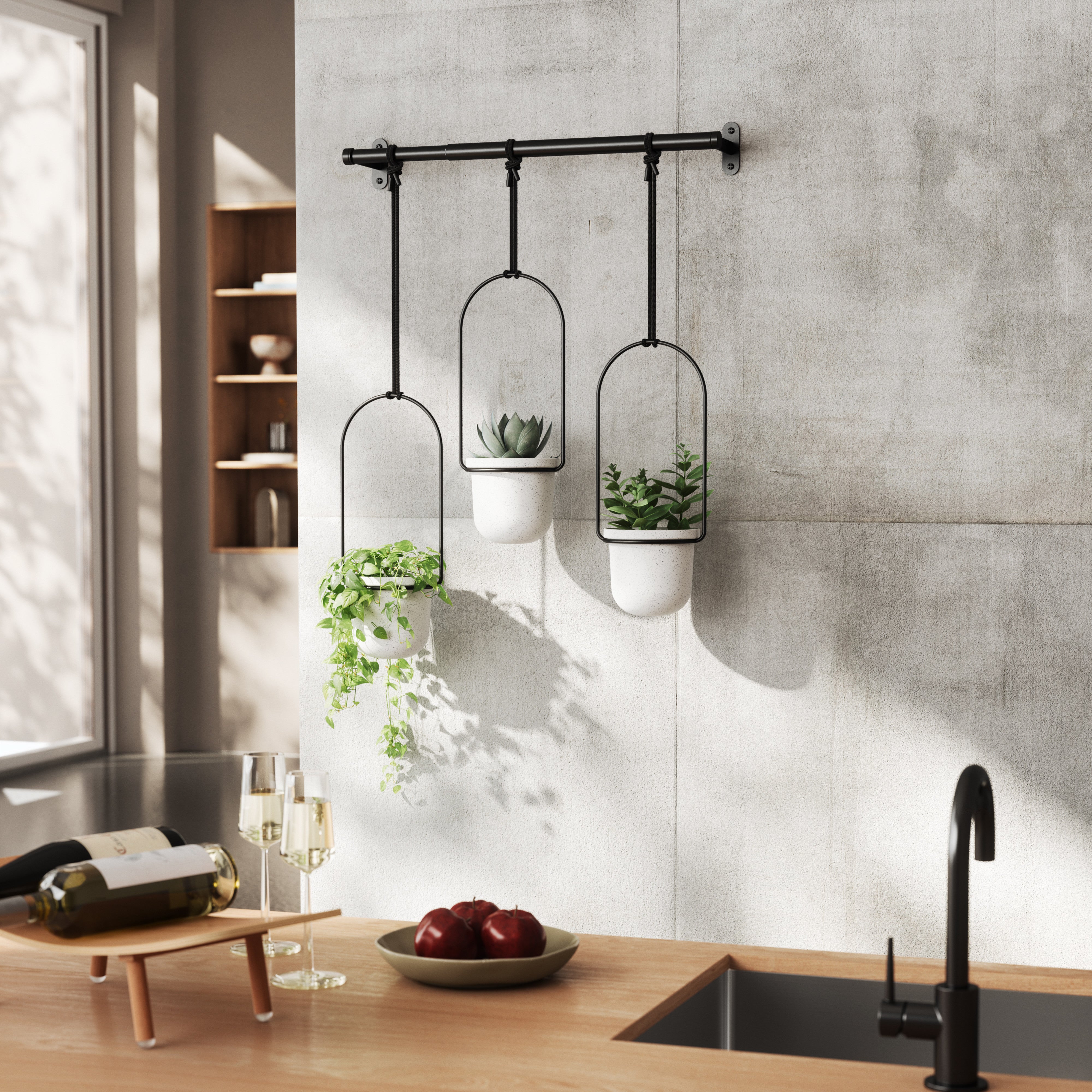 Umbra Triflora Hanging Planter White & Black