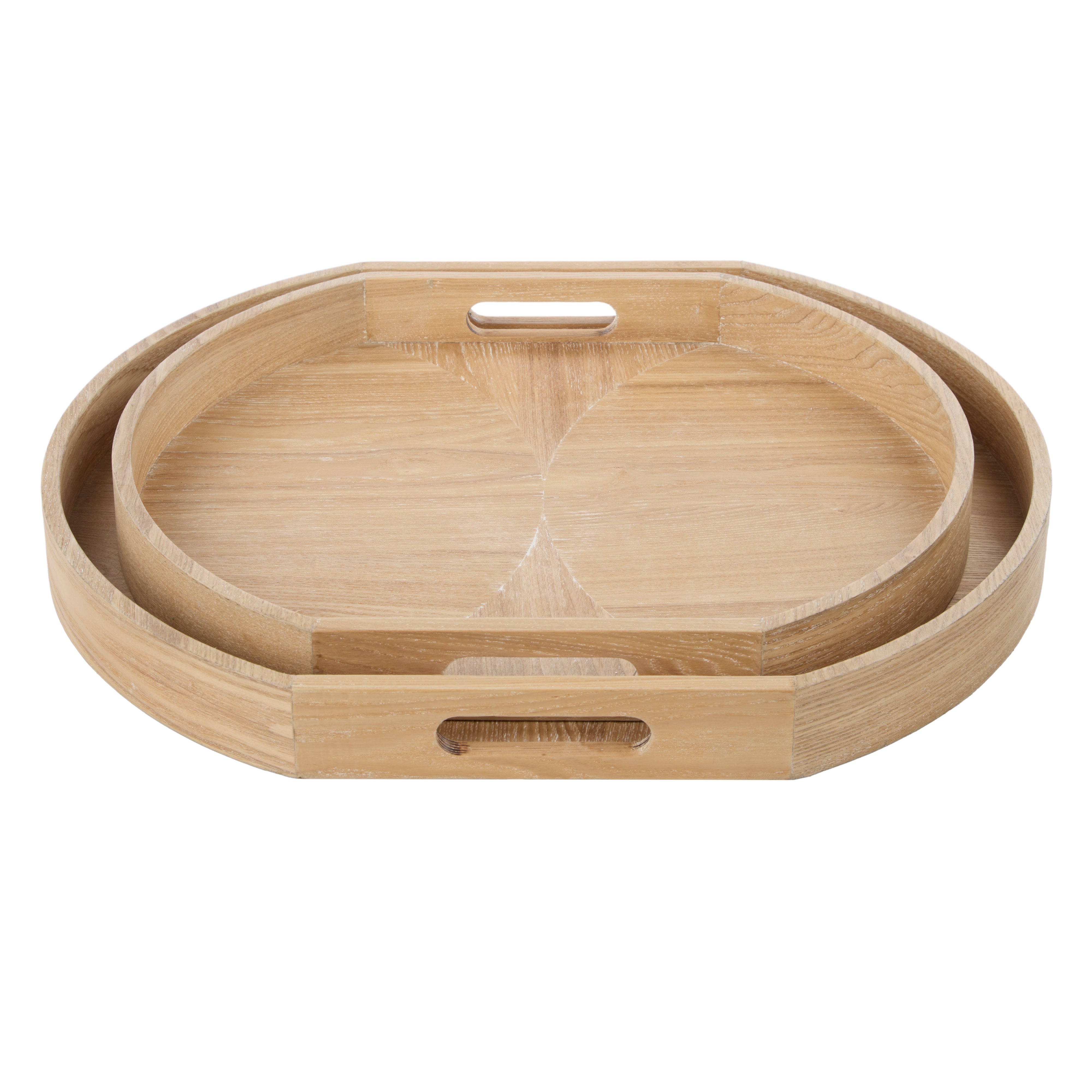 Amalfi Elwood Ash Wood Veneer Tray 2 Piece Set Natural