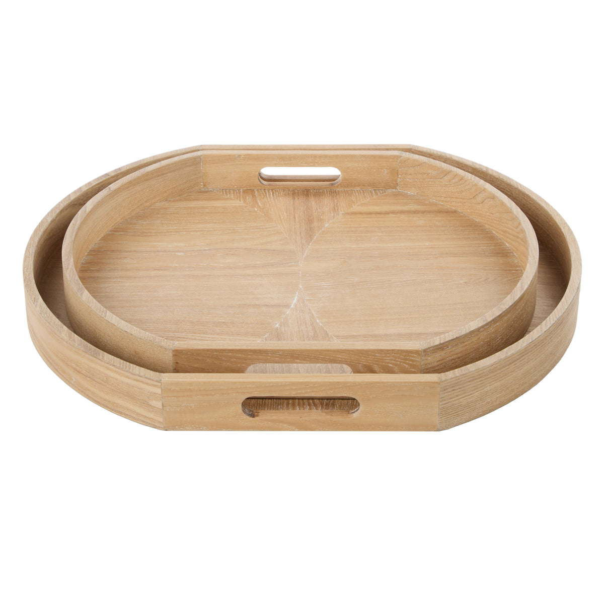 Amalfi Elwood Ash Wood Veneer Tray 2 Piece Set Natural