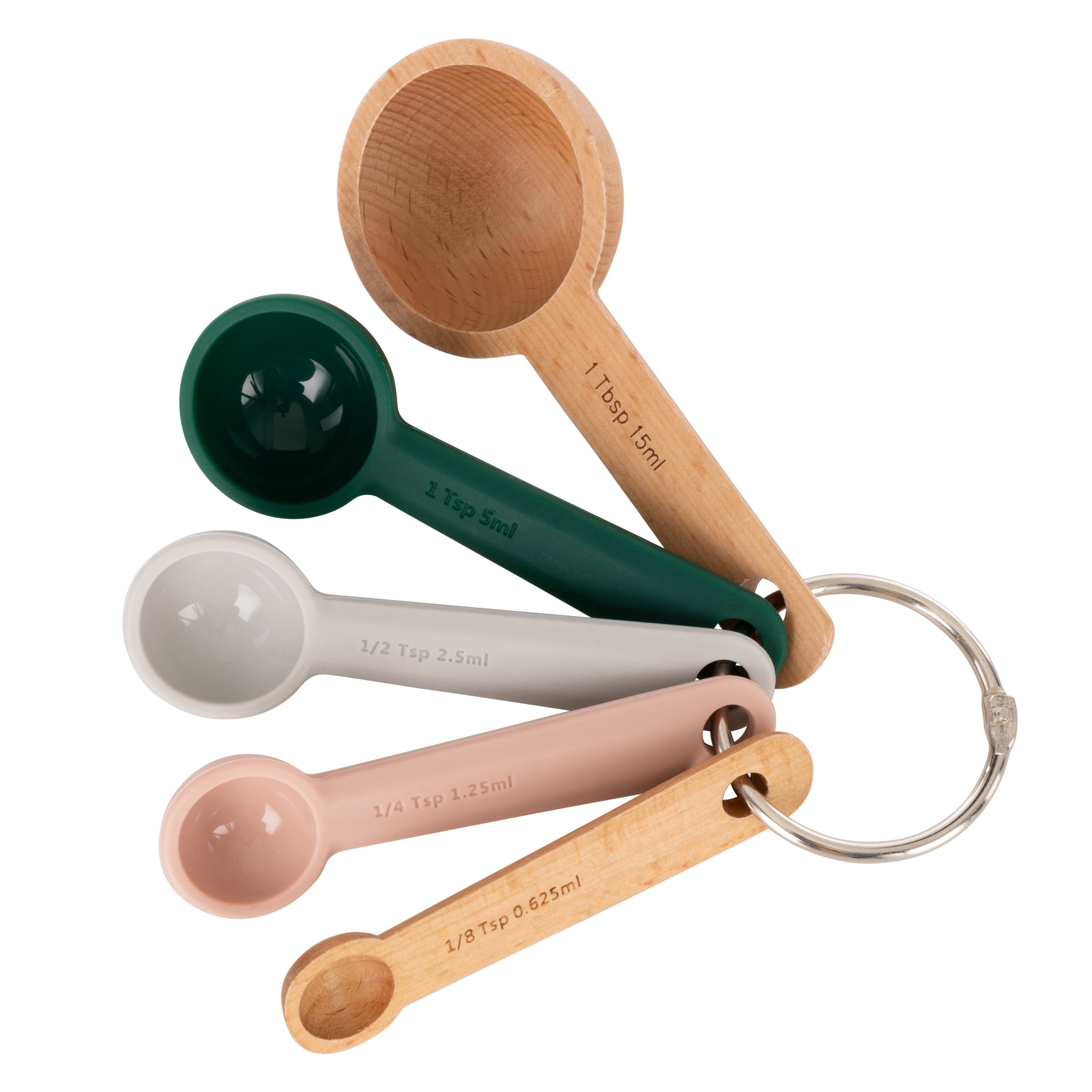 Zeal Silicone & Wood Measuring Spoons 5 Piece Set Forest