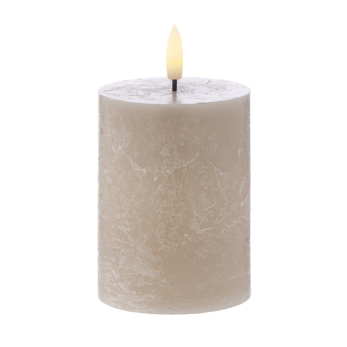 Amalfi Hughe LED Flickering Pillar Candle Rustic Taupe 7.5x7.5x10cm