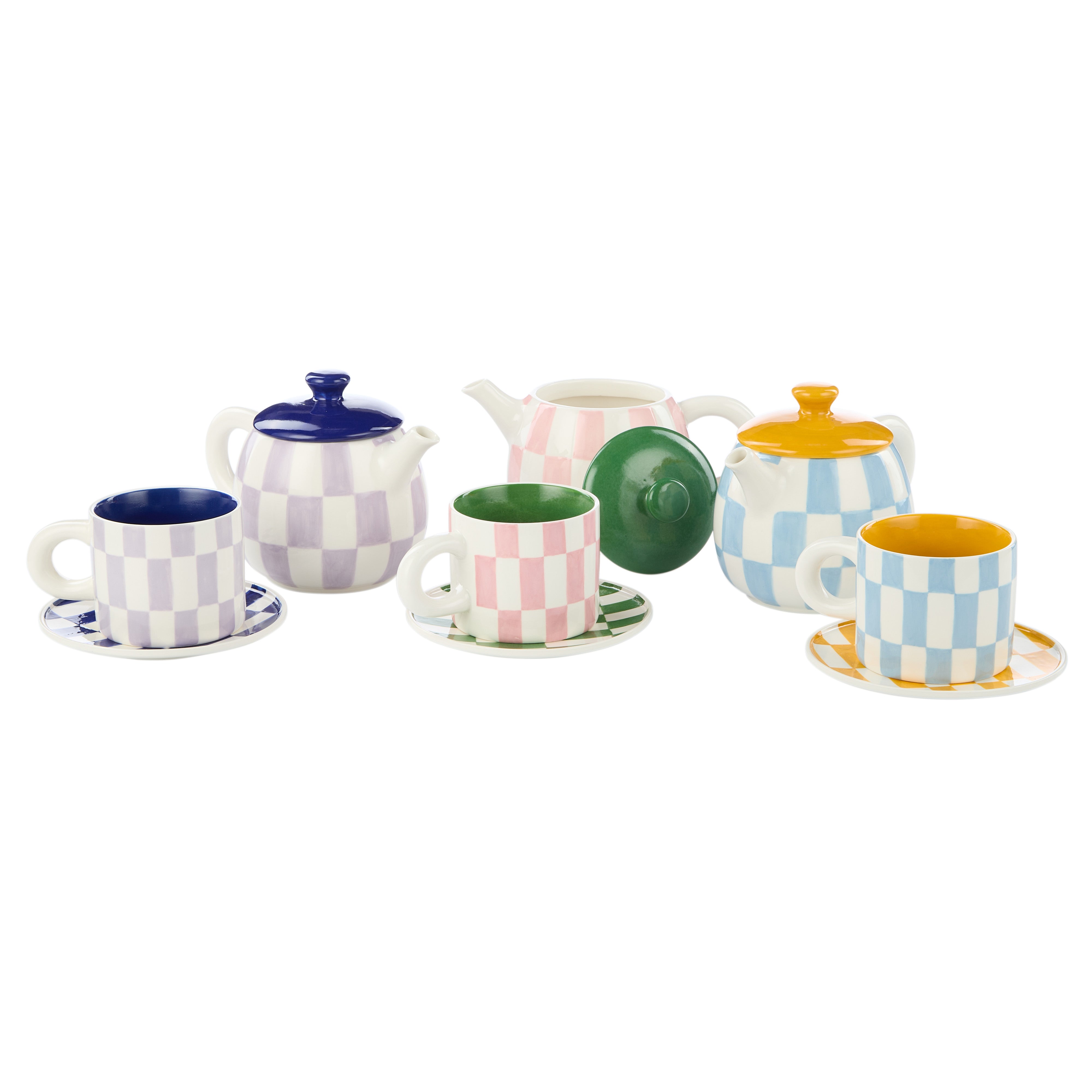 Emporium Check Mug & Plate Set Blue & Orange