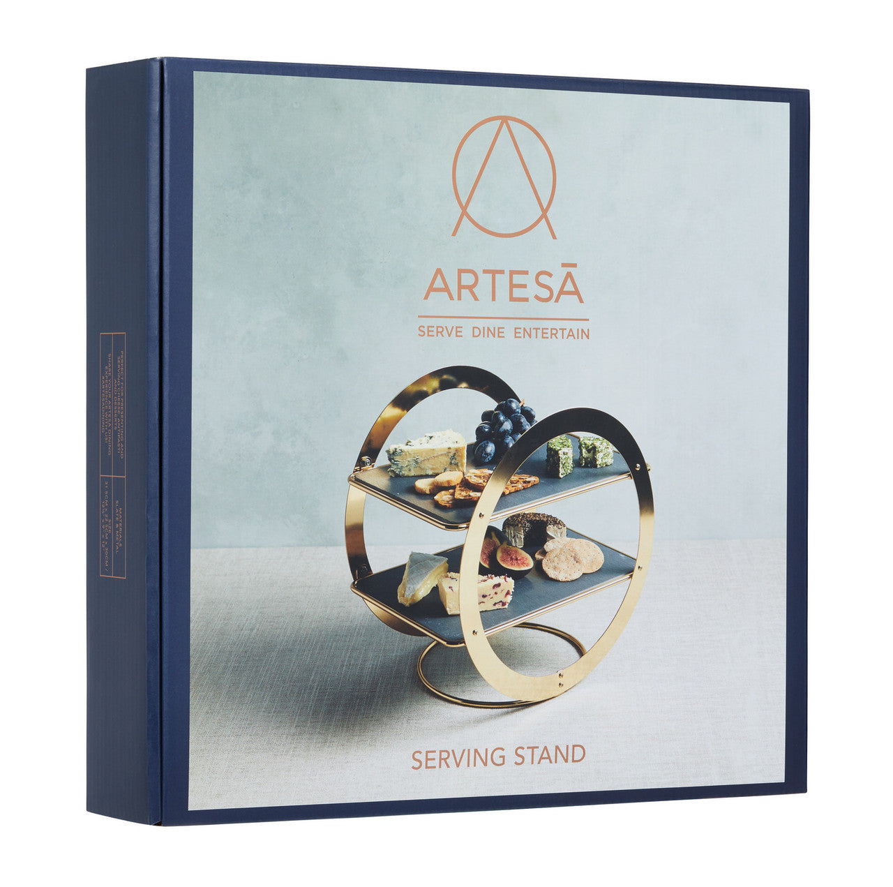 Artesà Geometric Brass Serving Stand with Slate Platters
