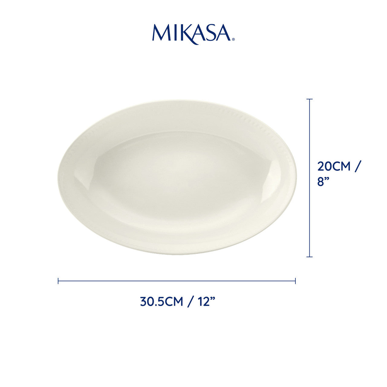 Mikasa Cranborne Stoneware Oval Serving Bowl 30.5cm (Cream)