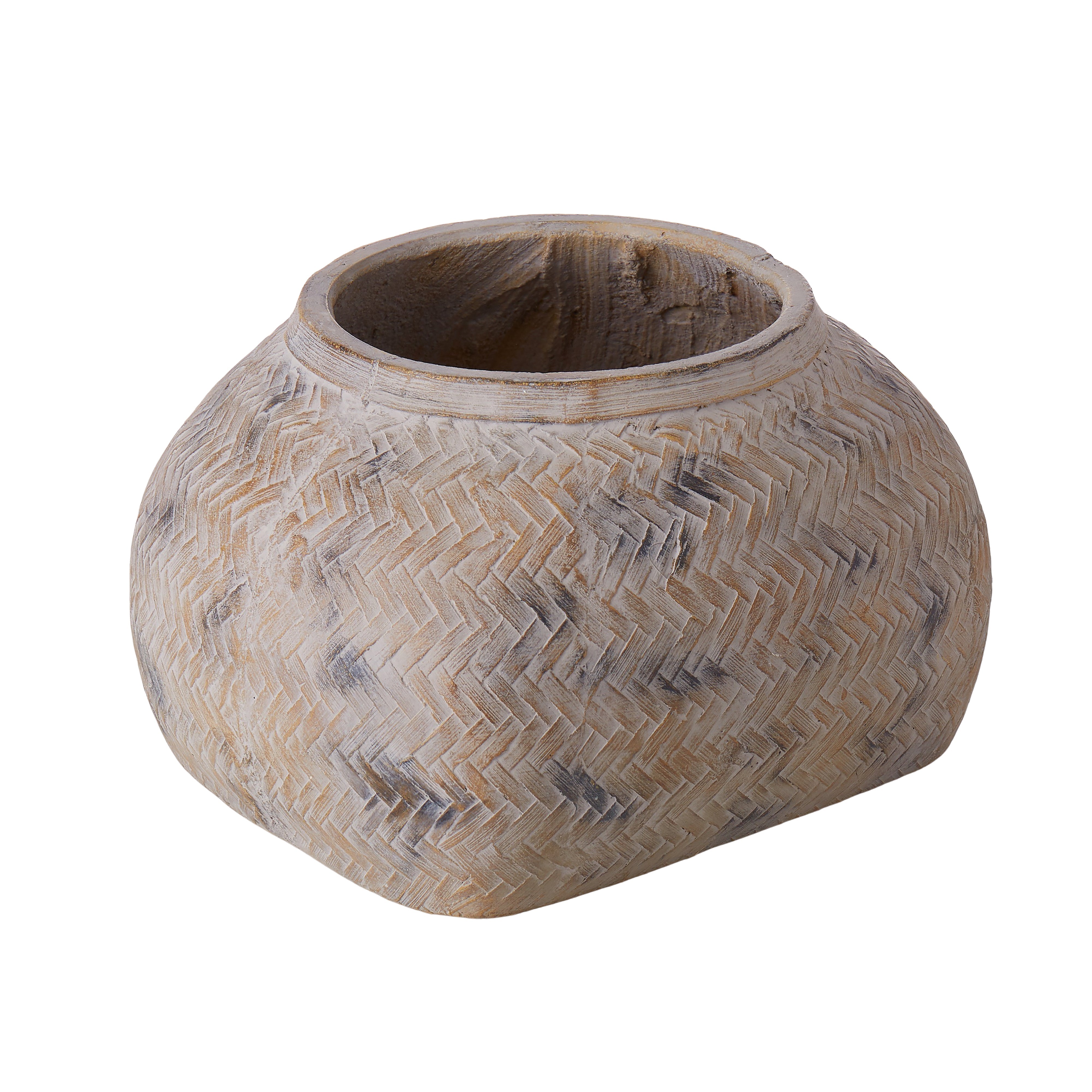Rogue Distressed Cement Weave Vessel Multi-Coloured 32 x 19cm
