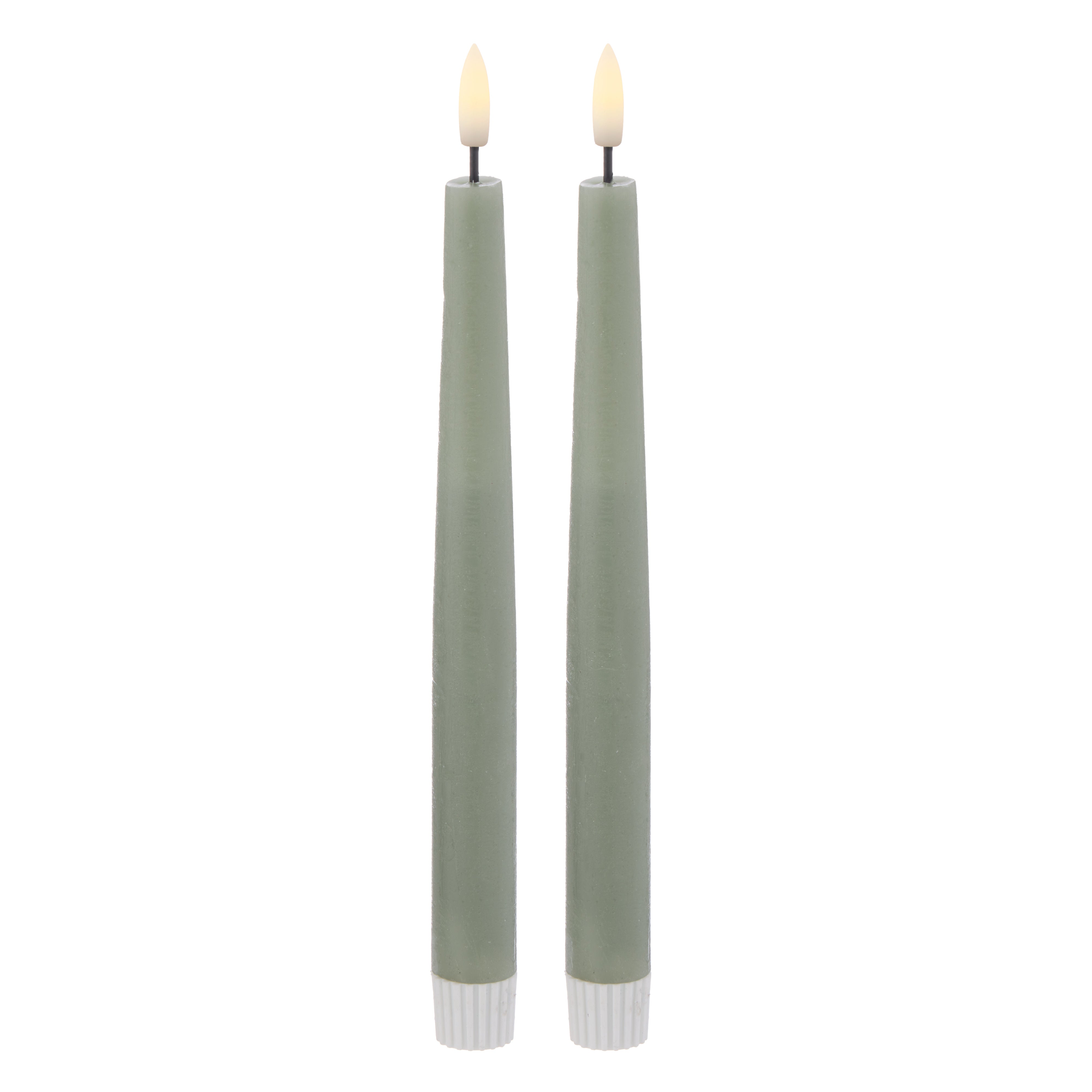 Amalfi Hughe LED Flickering Taper Candle 2 Piece Set Rustic Green