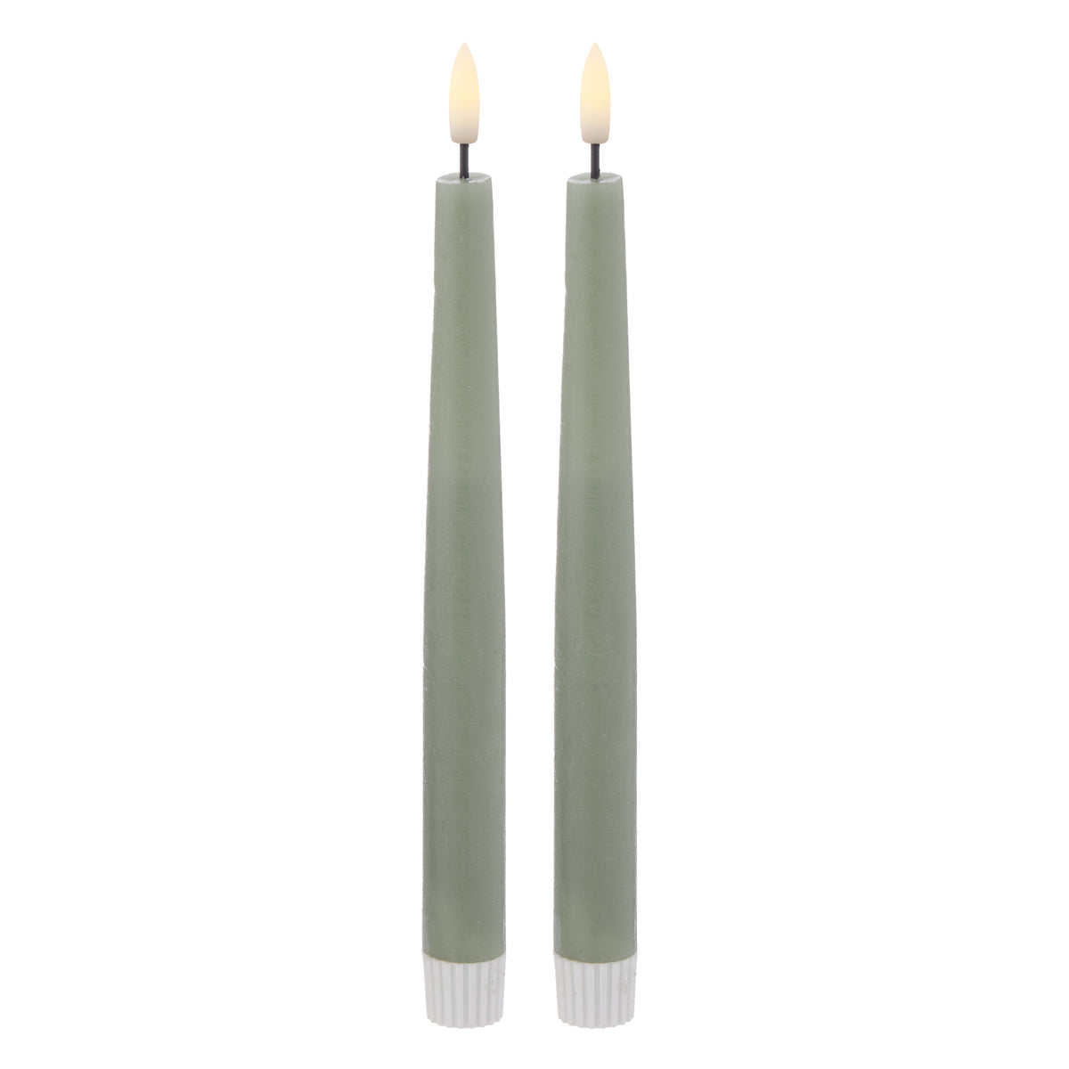 Amalfi Hughe LED Flickering Taper Candle 2 Piece Set Rustic Green