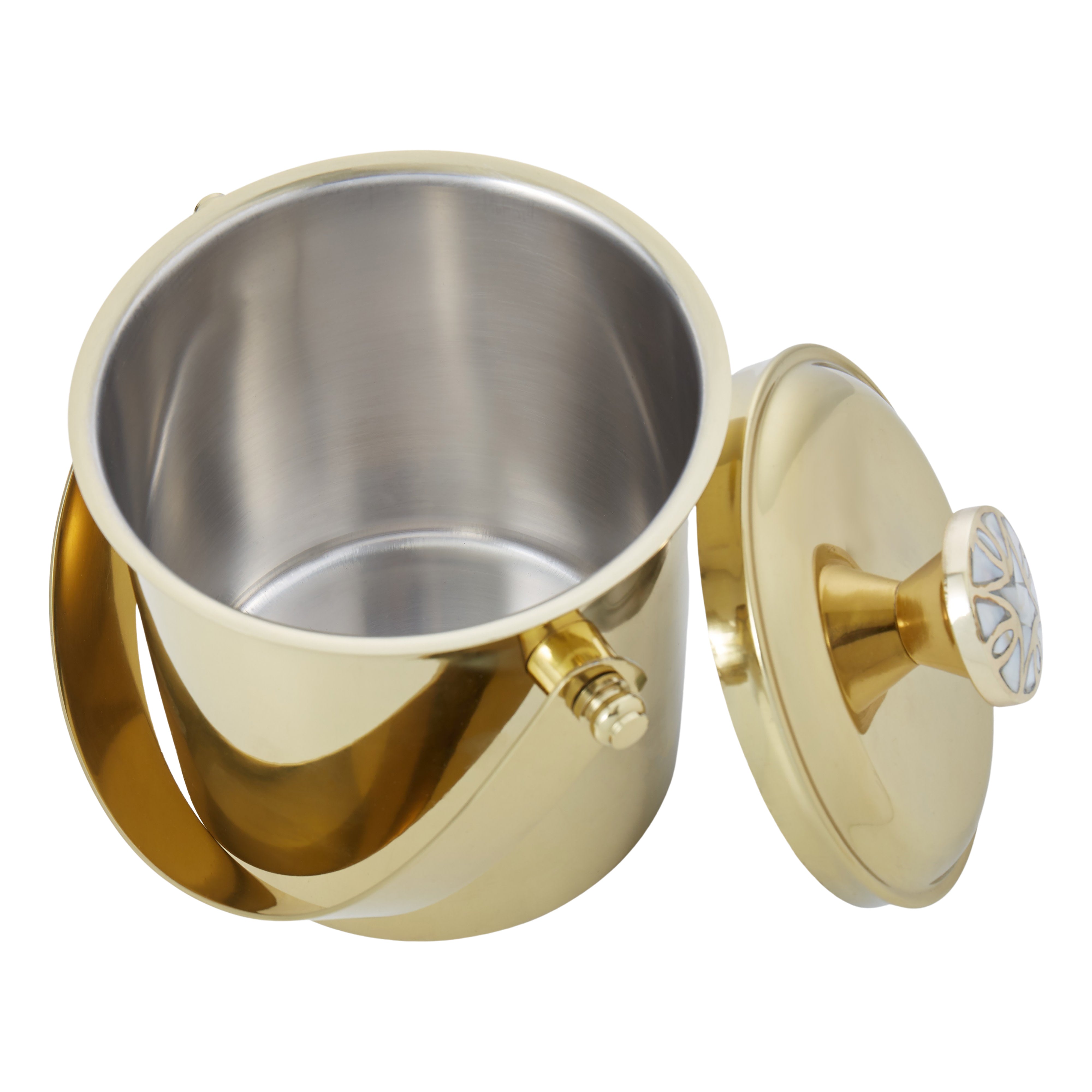 Society Home Mother of Pearl Detailed Ice Bucket Gold