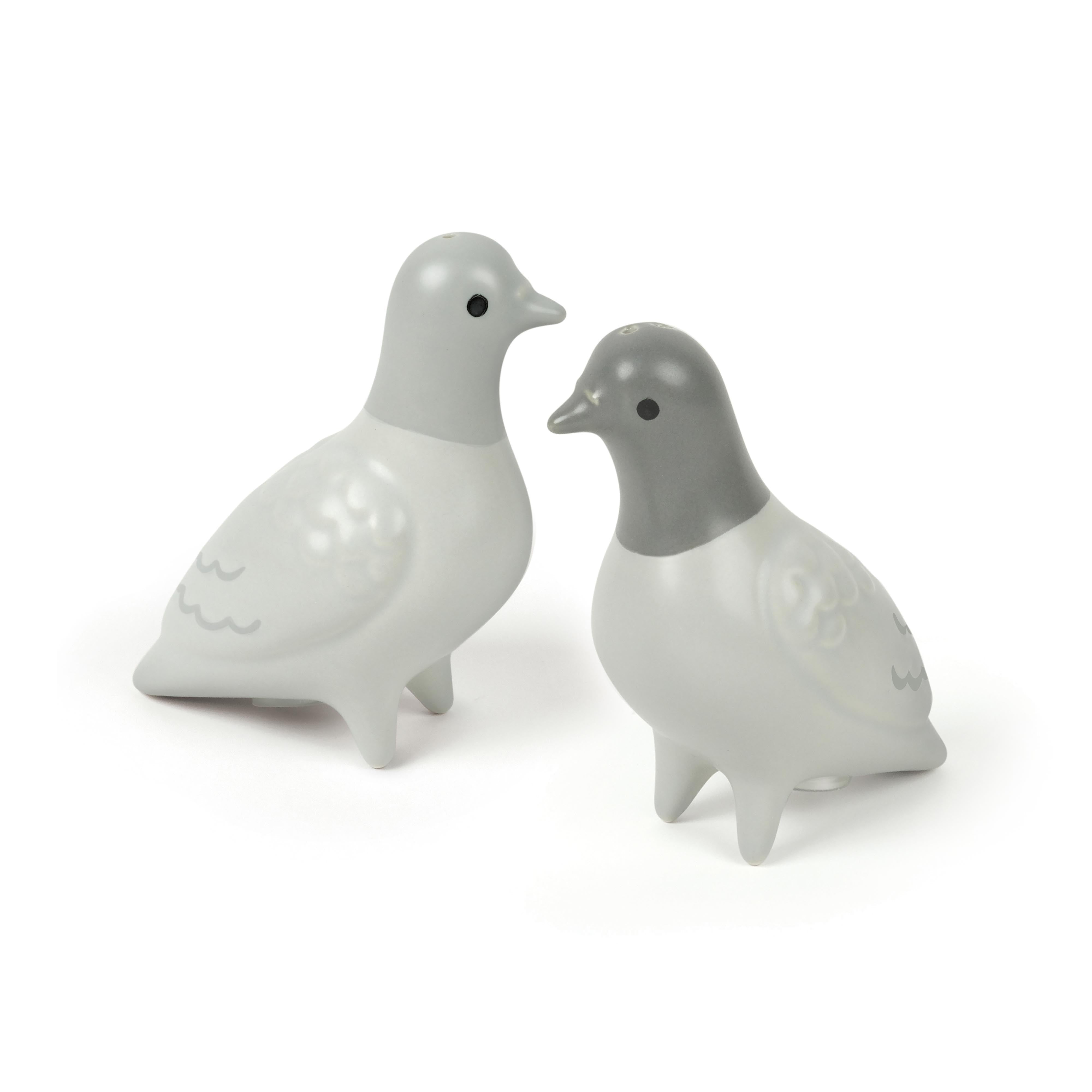 Fred Clay Pigeons Salt & Pepper Shakers-2 Piece Set Grey