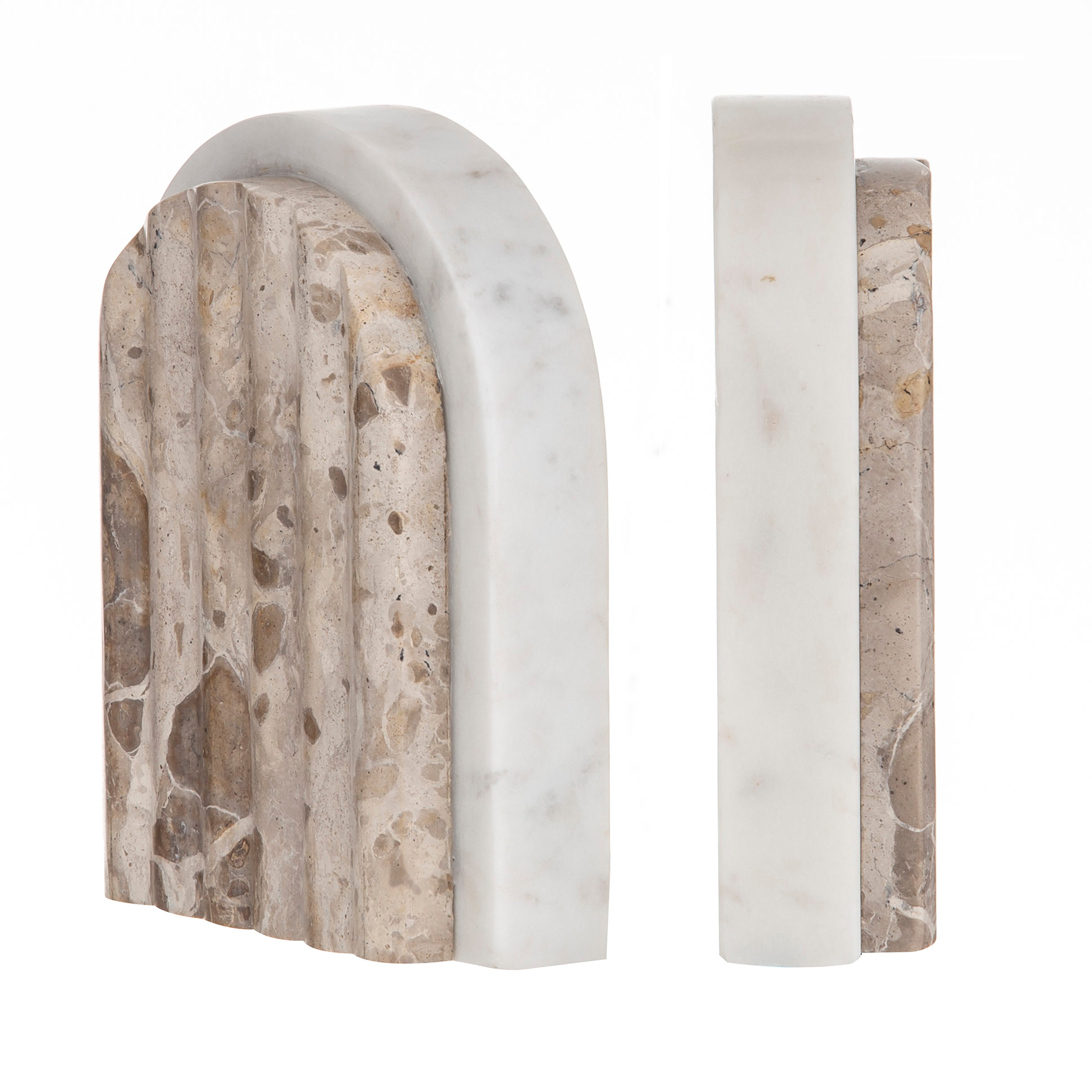 Grand Designs Carprani Bookends 2 Piece Set White & Beige