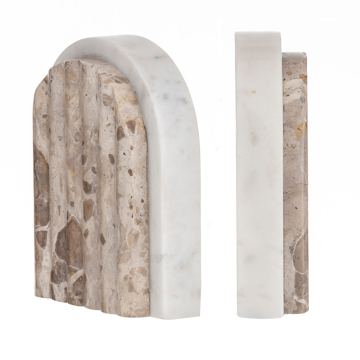 Grand Designs Carprani Bookends 2 Piece Set White & Beige