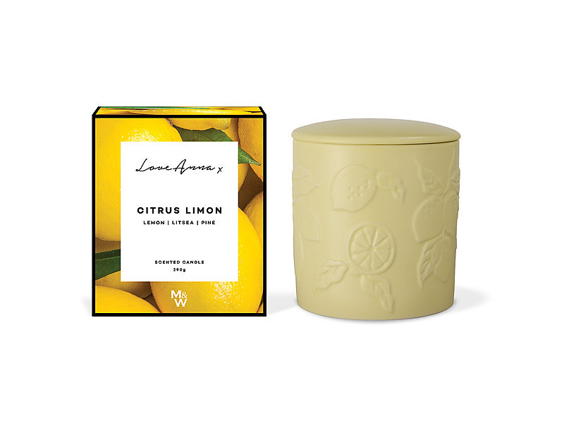 Maxwell & Williams Botanika Fragrance Candle 290g Citrus Limon Yellow