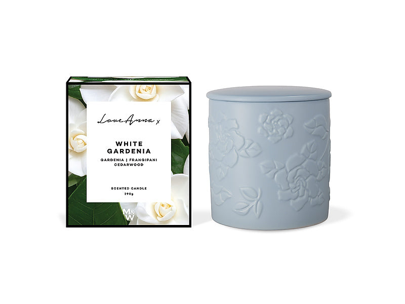 Maxwell & Williams Botanika Fragrance Candle 290g White Gardenia Blue