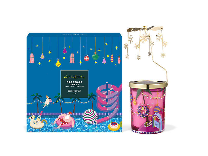 Maxwell & Williams Festive Down Under Fragrance Candle 235g Prosecco Cheer Decorator Set Pink