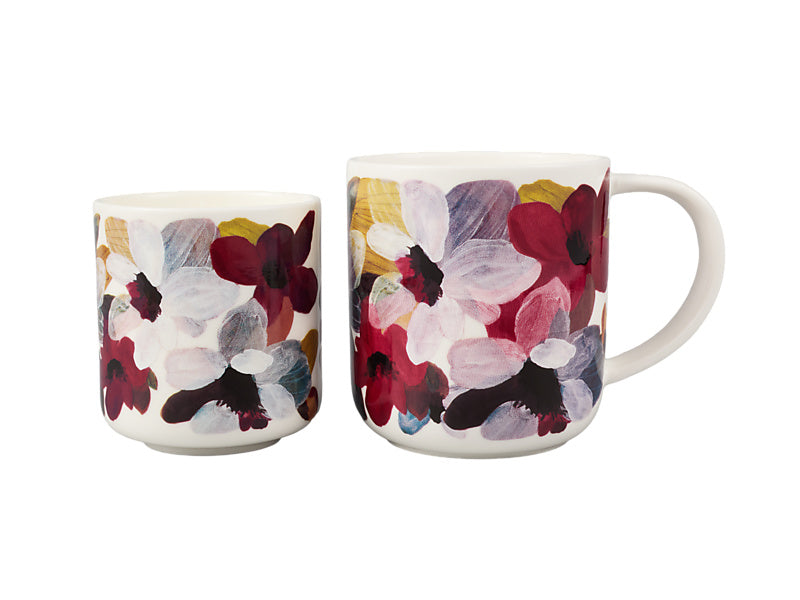 Maxwell & Williams Prudence De Marchi Magnolia Candle & Mug Giftset 180g & Burgundy 350ml