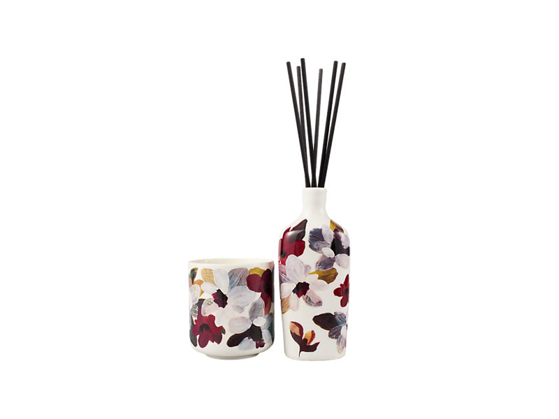 Maxwell & Williams Prudence De Marchi Magnolia 180g Candle & Dif Set Burgundy 150ml