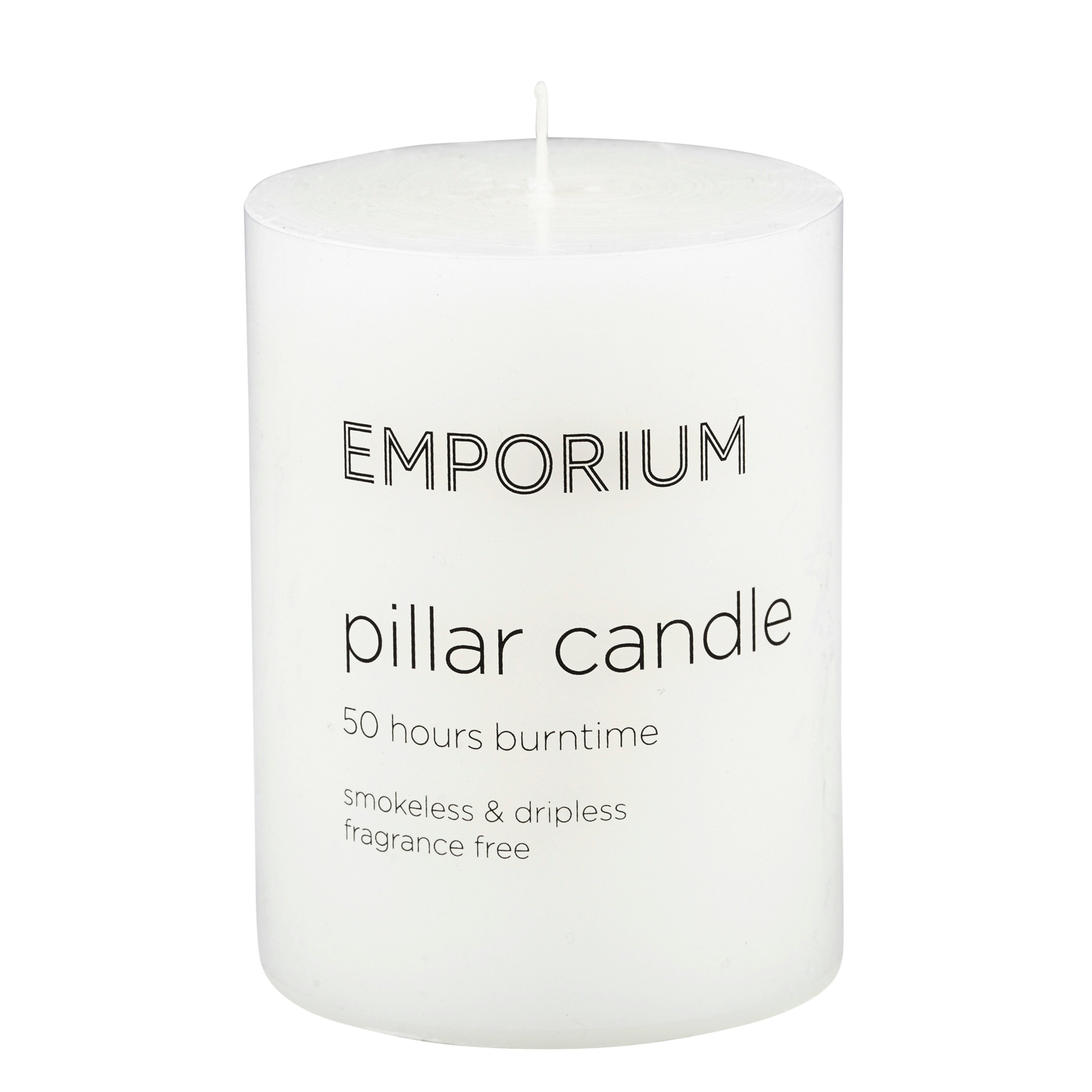 Emporium Pillar Candle 7.5 x 10cm White