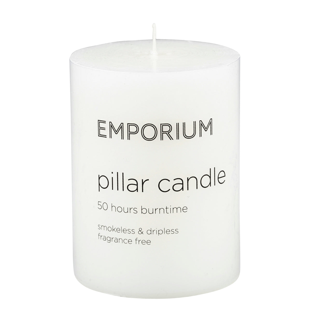 Emporium Pillar Candle 7.5 x 10cm White