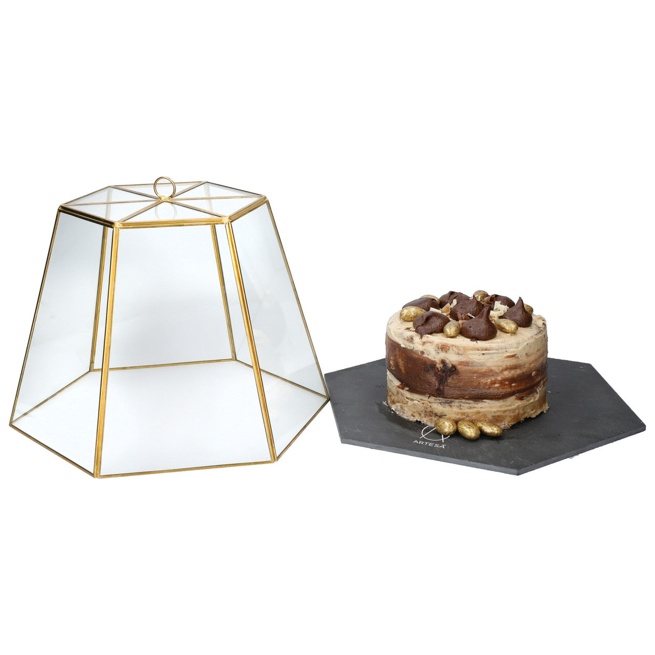 Artesà Glass Serving Cloche with Slate Base
