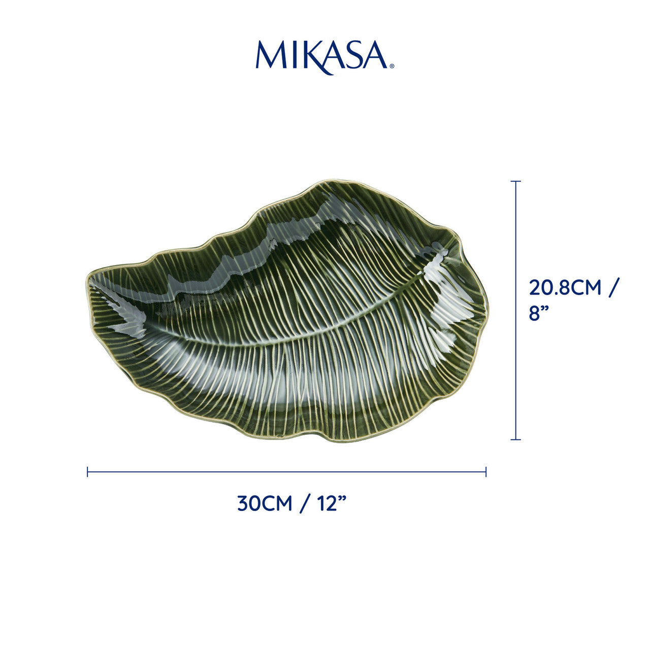 Mikasa Jardin Stoneware Leaf Serving Dish 30cm (Green)