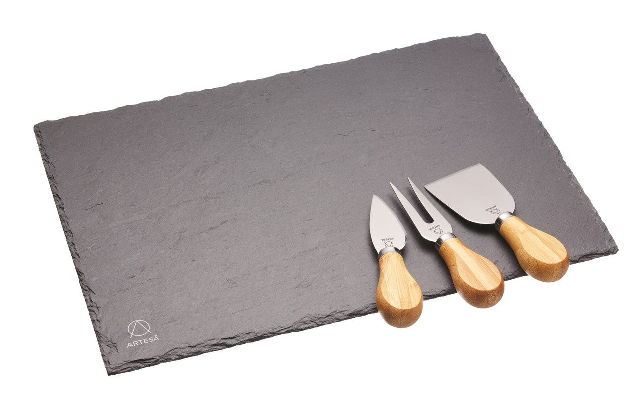 Artesà Slate Cheese Platter & Knife Set