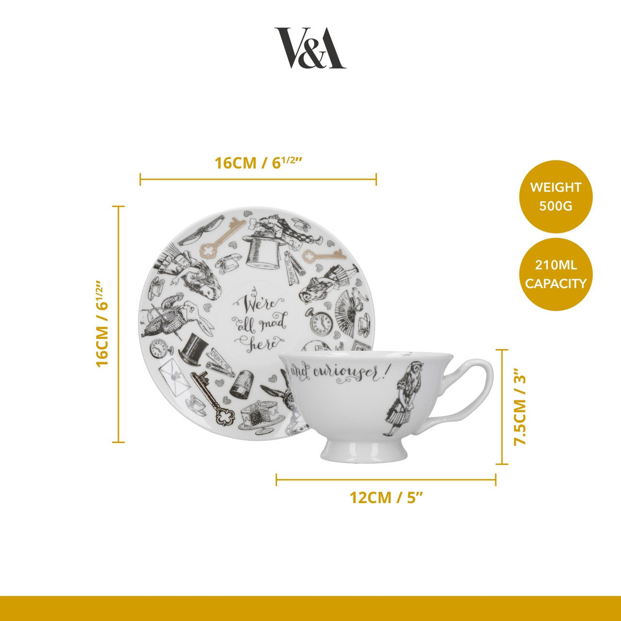 V&A Alice in Wonderland Cup & Saucer 210ml
